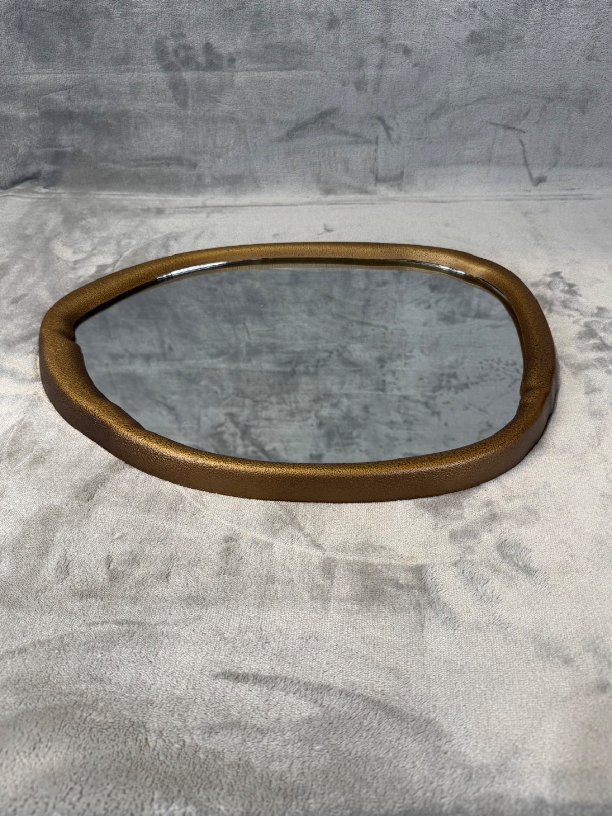 MCS Bronze/Gold Accent Modern Contemporary Irregular Round Oval Mirror 13″ x 18″