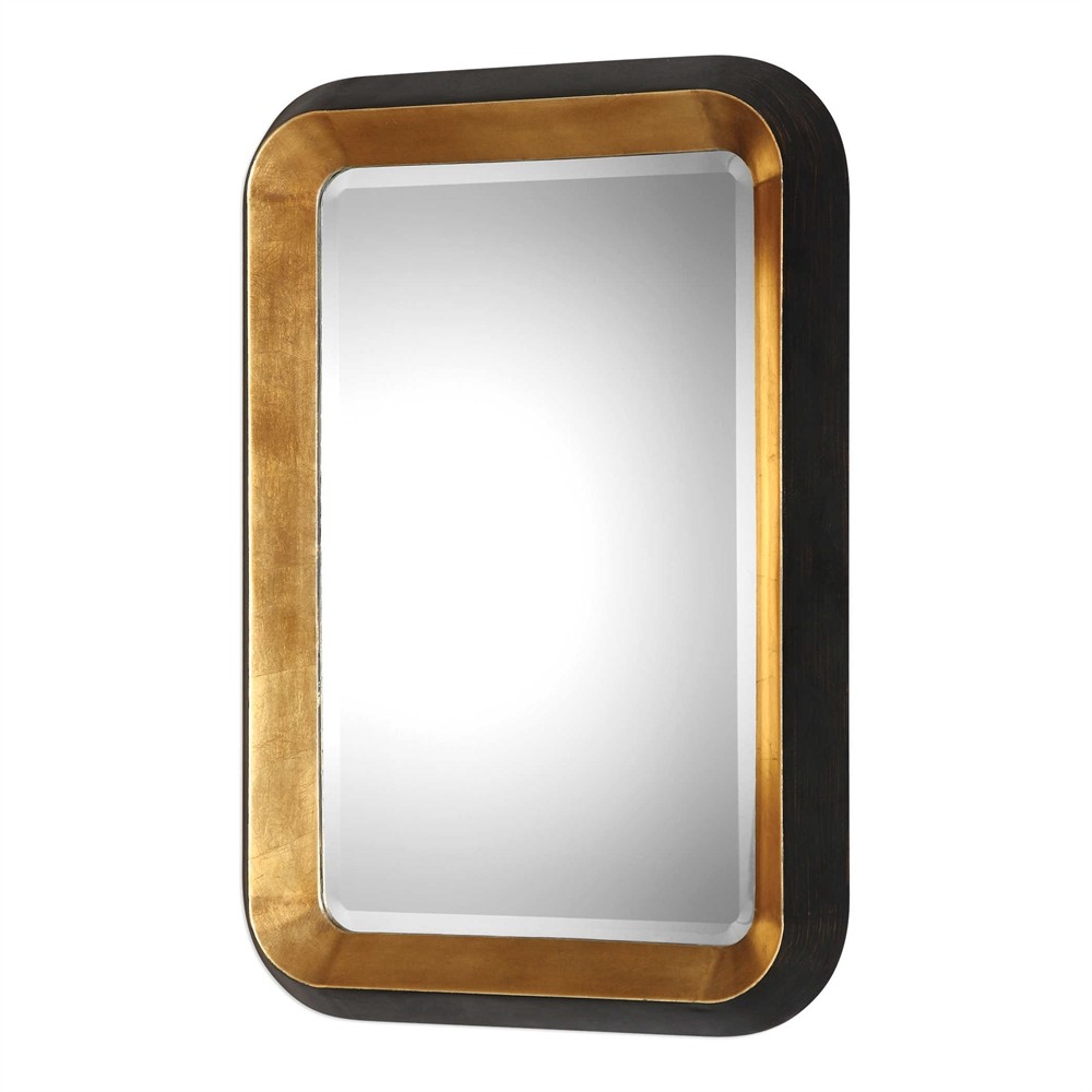 Uttermost 09301 Niva Metallic Gold Black Wall Mirror Bold Modern Beveled 42in