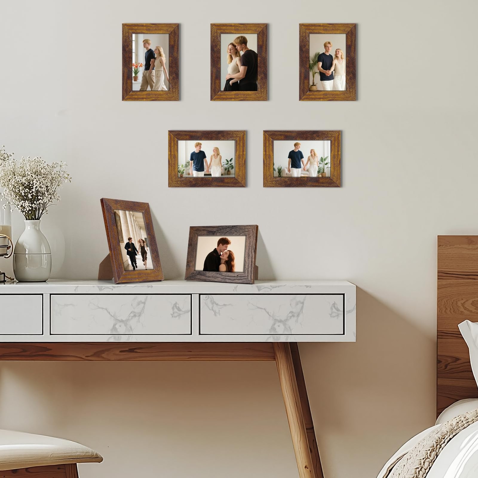 PETAFLOP Picture Frames 4×6 Rustic Frame Fits 4 by 6 Inch Prints Wall Tabletop