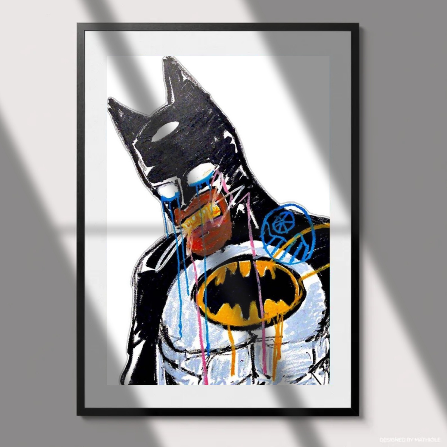 Batman Abstract Art Poster Basquiat Style Comic Drip Superhero Wall Decor