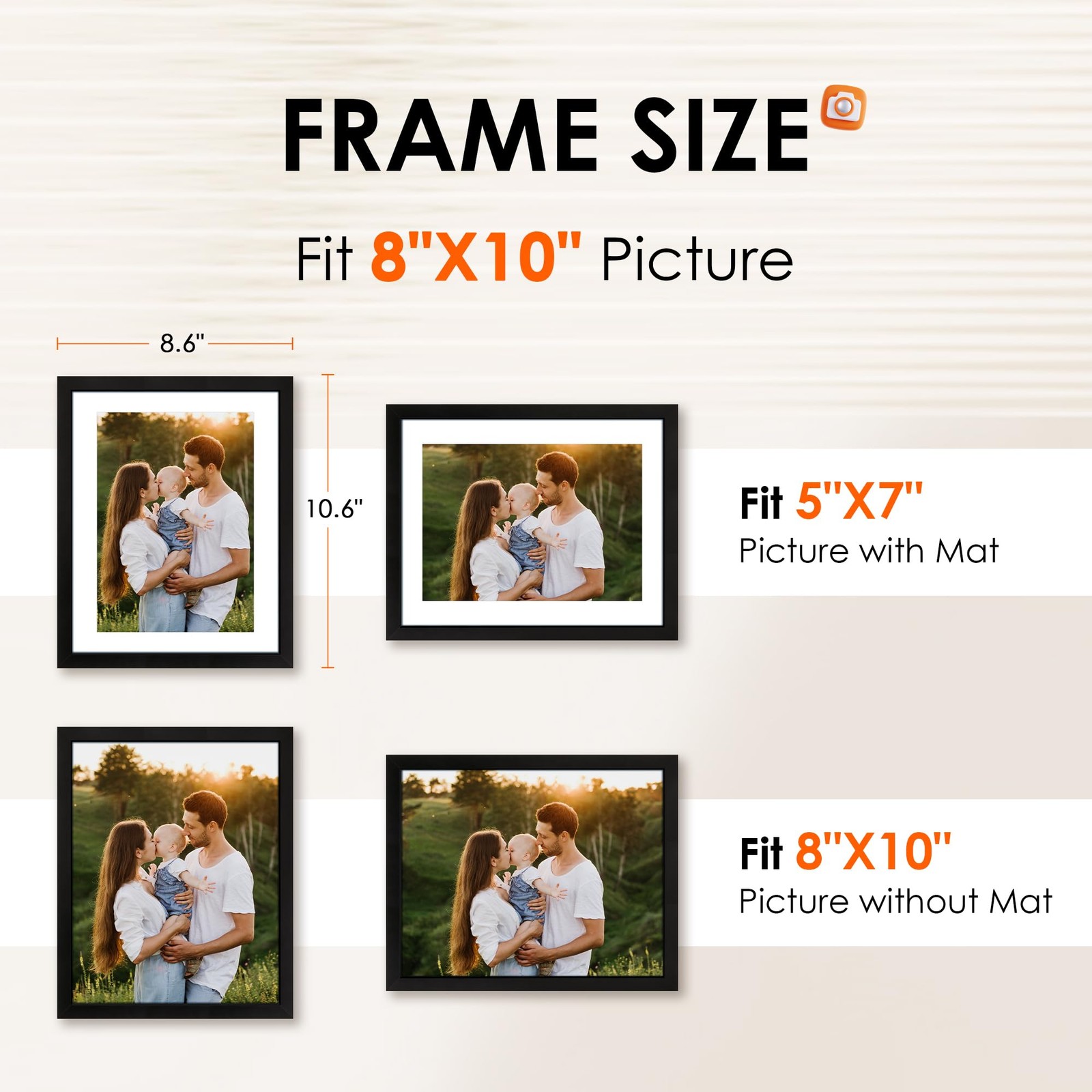 8×10 Picture Frame 1 Pack, Photo Frame with HD Plexiglass, Display Pictures