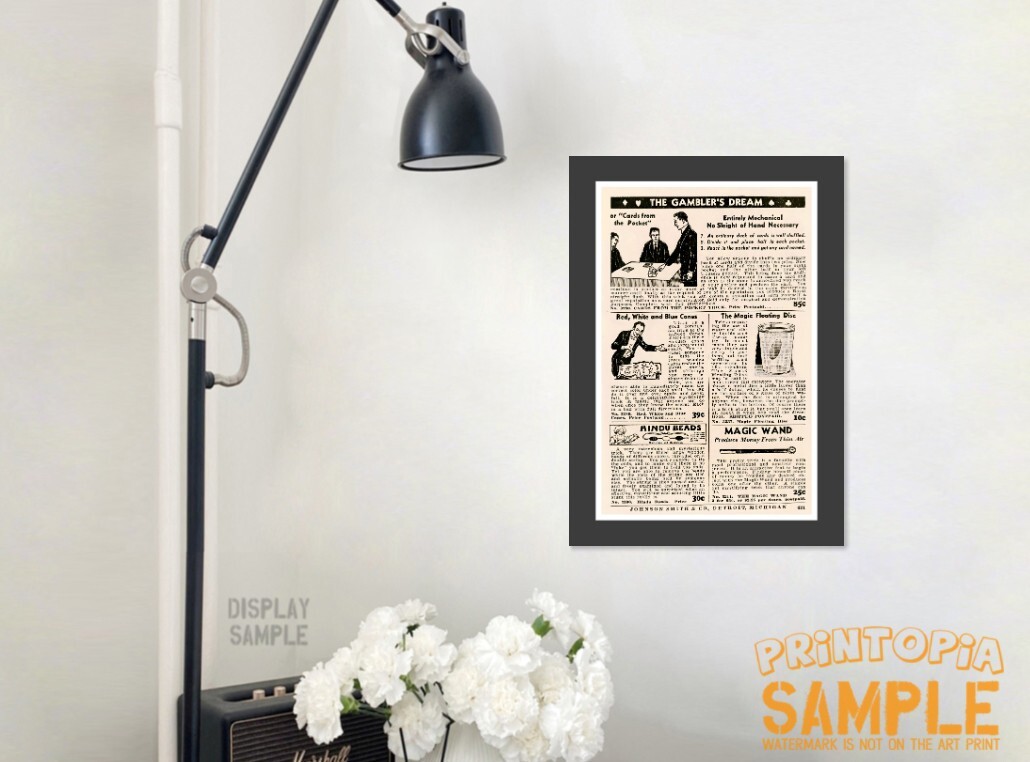 Johnson Smith Co (1938) Gambler’s Dream * Art Print Magic + Card Tricks Advert