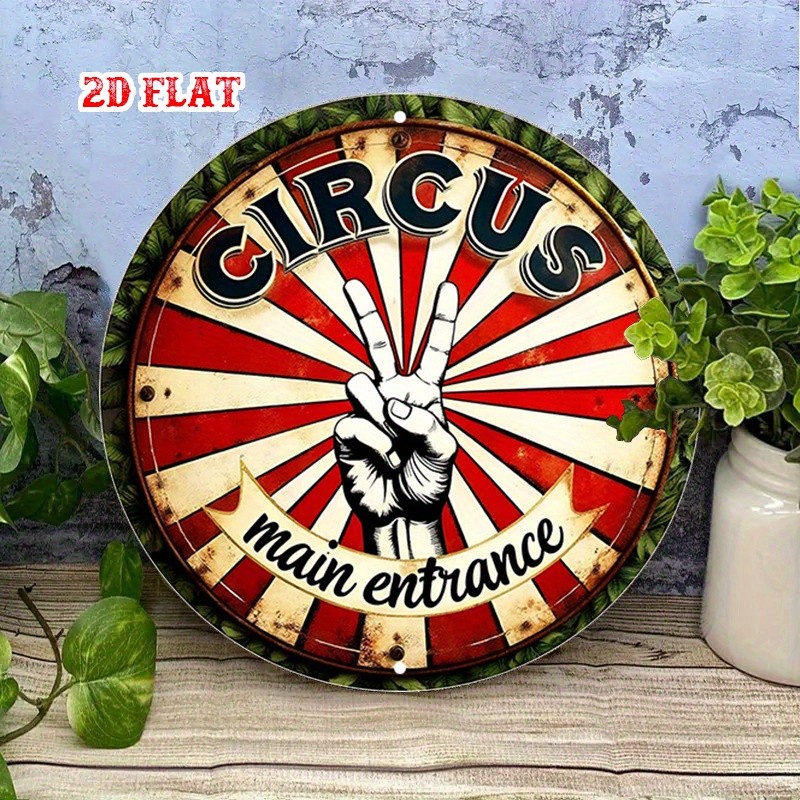 2D Flat, 1pc Vintage Circus Main Entrance Metal Wall Decor – Tin Metal Signs Cir