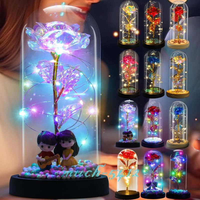 Forever Eternal Galaxy Rose Flower In Glass Dome LED Light Mother’s Day Gifts