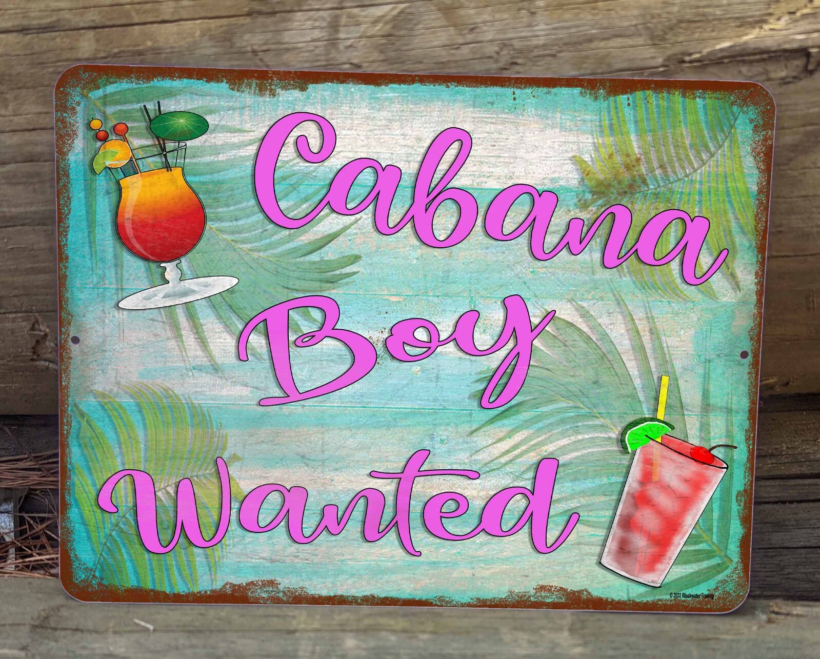 Cabana Boy Wanted Tiki Bar Pool Drinks Beach Tropical Party Metal Sign 9″x12″