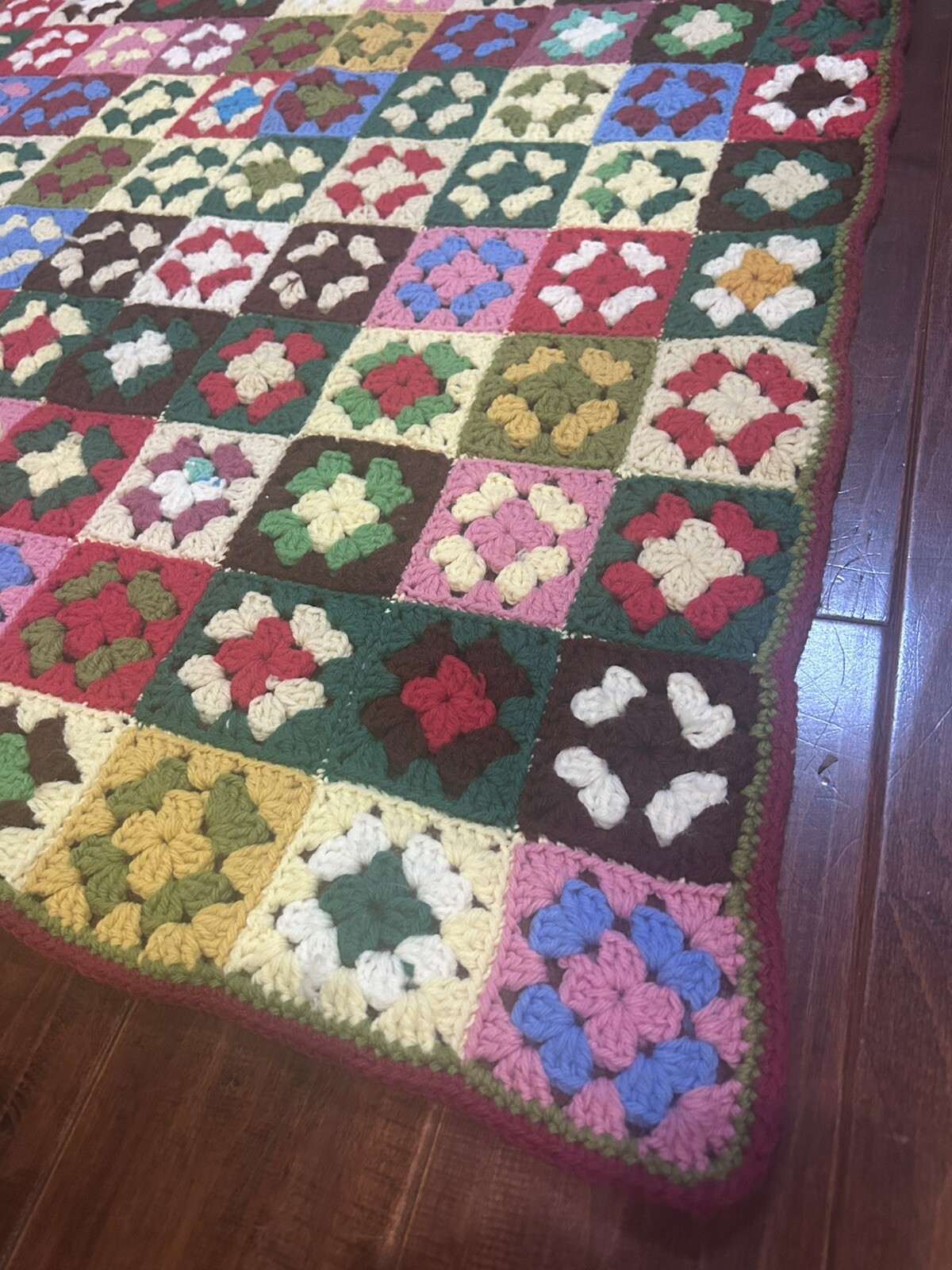 Colorful Granny Square Afghan. 54” X 37”. Rectangular.