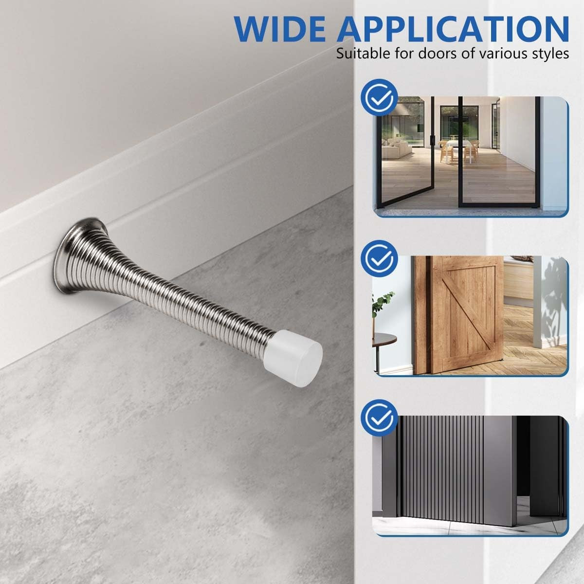 12 Pack Spring Door Stops 3 1/4 Inch Flexible Heavy Duty Spring Door Stopper wit