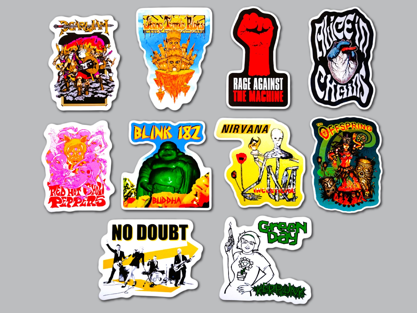 90’s Alternative Vinyl Lot Pack (10 Stickers) SET 10 green day offspring nirvana