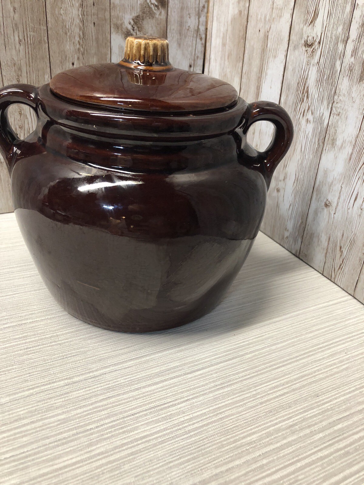 Vintage Cookie Crock Canister 70’s Brown Made in USA Pottery. Free Shipping