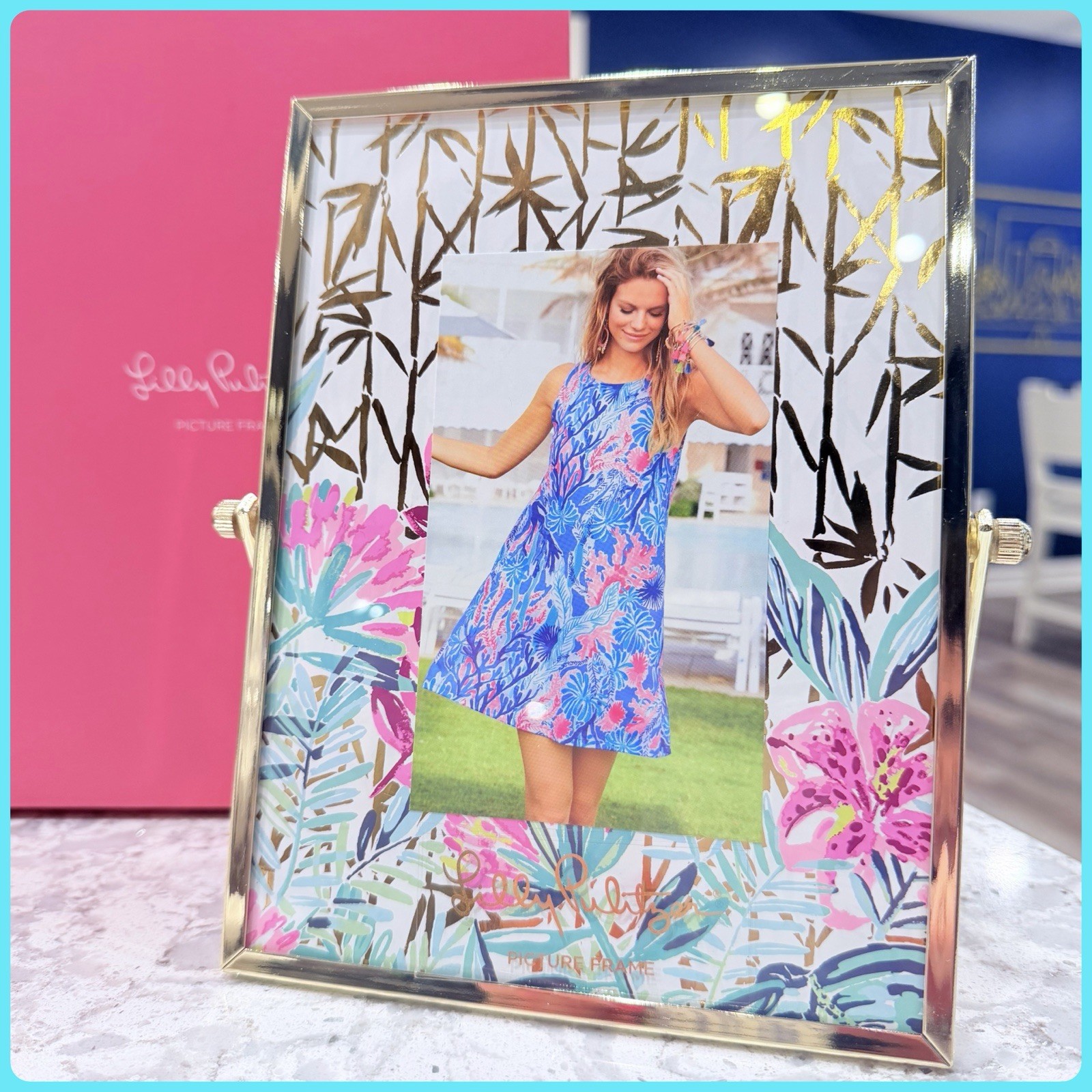NEW Lilly Pulitzer Slathouse Soiree Gold Picture Frame with Box NWT NIB BNIB