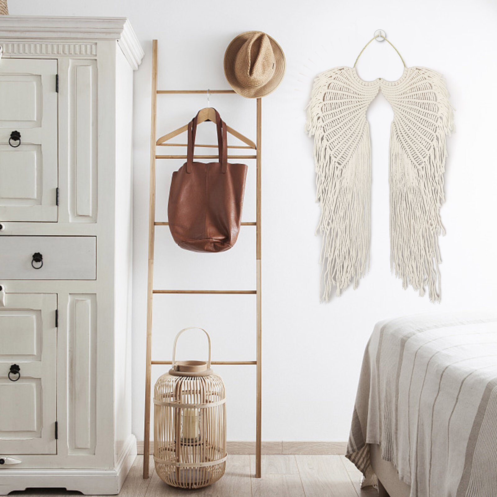 Angel Wings Macrame Wall Hanging Tapestry Woven Bohemian for Home Wedding Decor