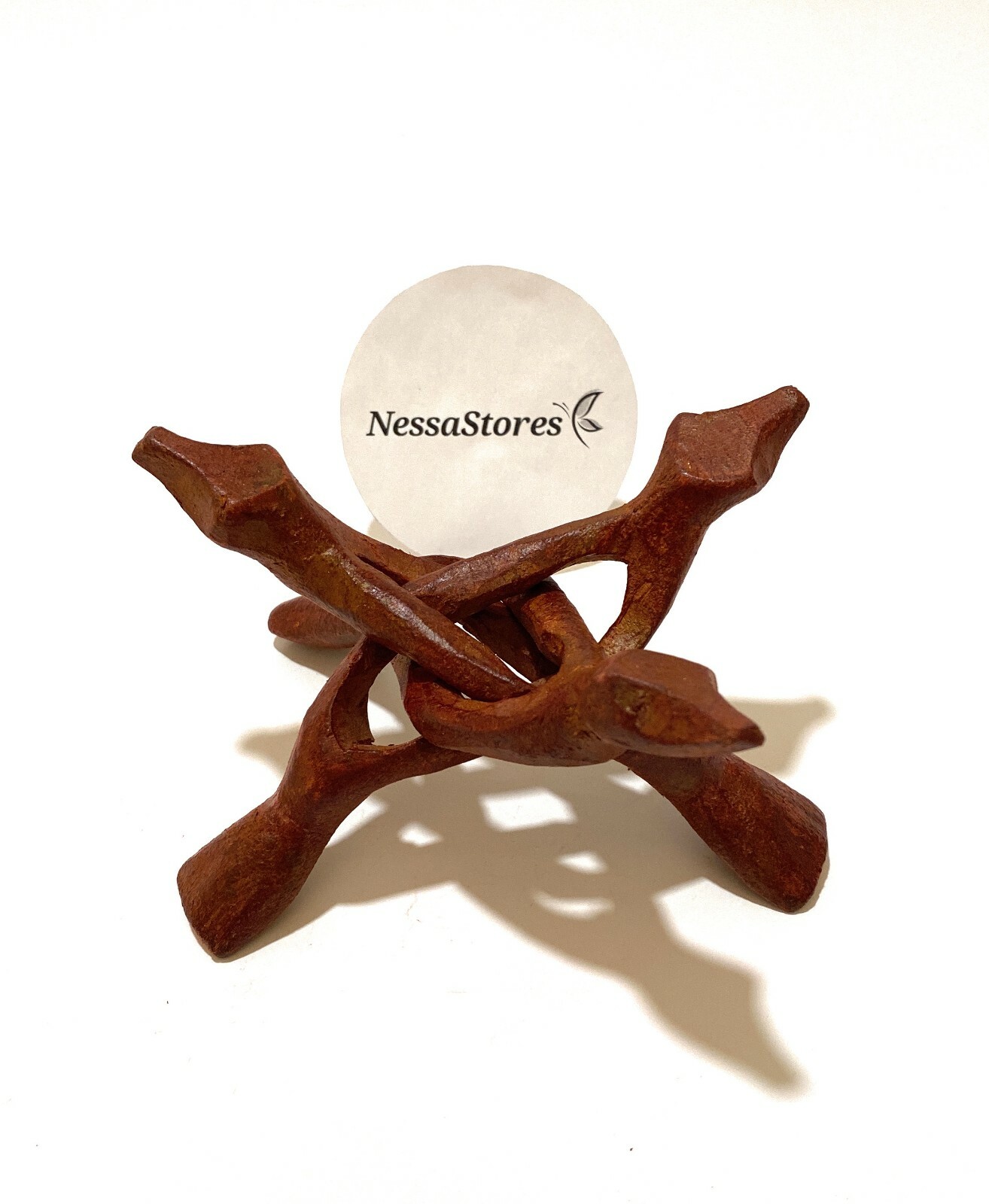 NessaStores- Carved Tripod Wood Stand Holder 6″ (48 pcs) #JC-046