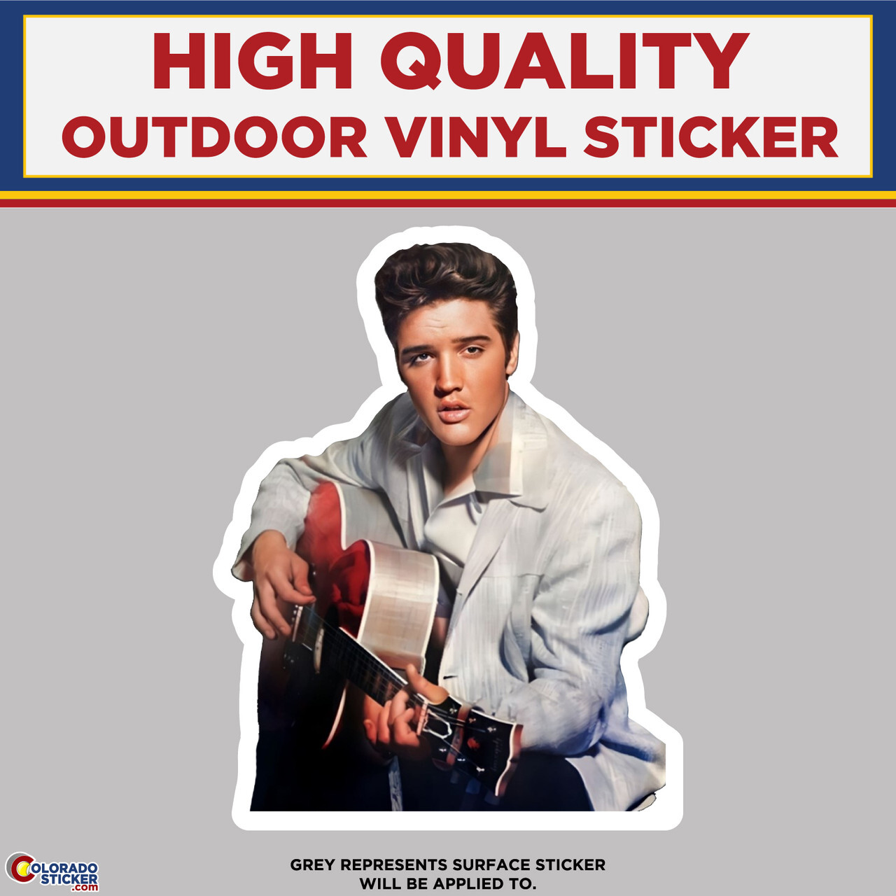 Elvis Playing Guitar, High Quality Vinyl Stickers