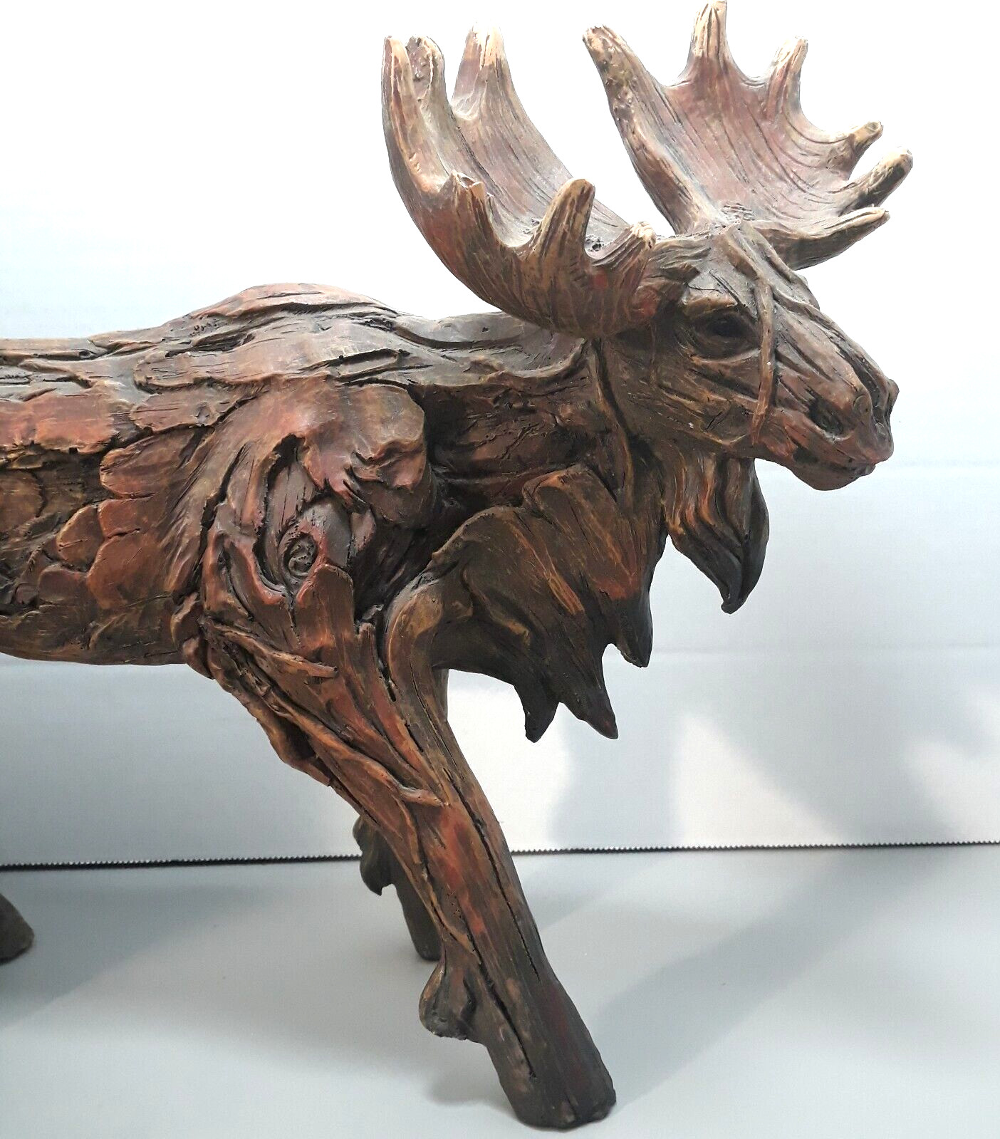Large Rustic MOOSE Sculpture Mountain Lodge Lake Home Faux Wood Rural 14″ x 12″