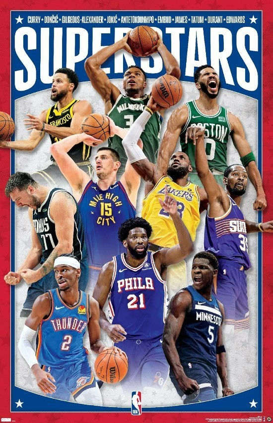 SUPERSTARS NBA Basketball Wall Vinyl Decal Poster Print Removable Adhesive
