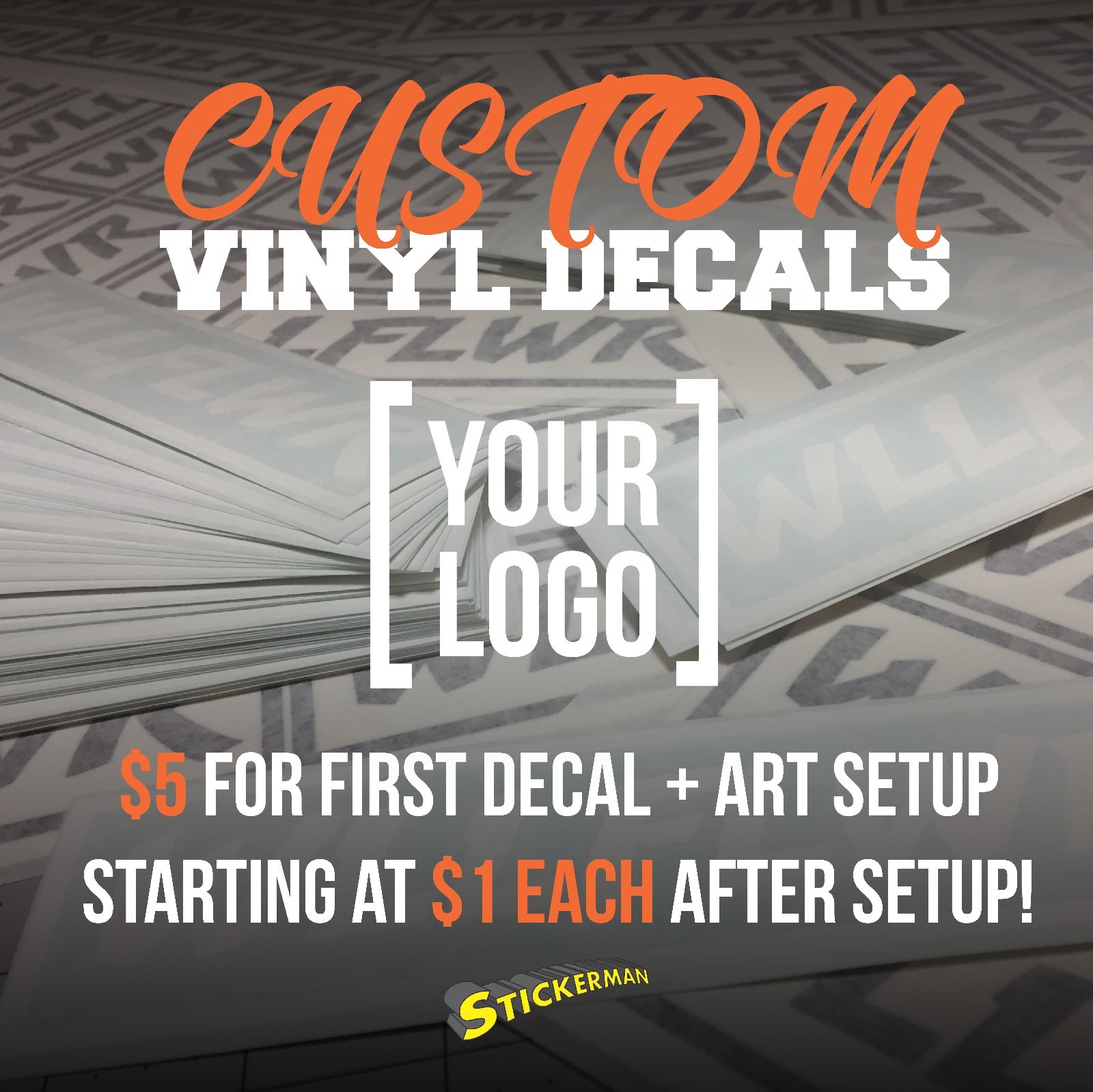 Completely Custom Vinyl Logo Sticker for Cars Trucks Boats Windows Tumblers