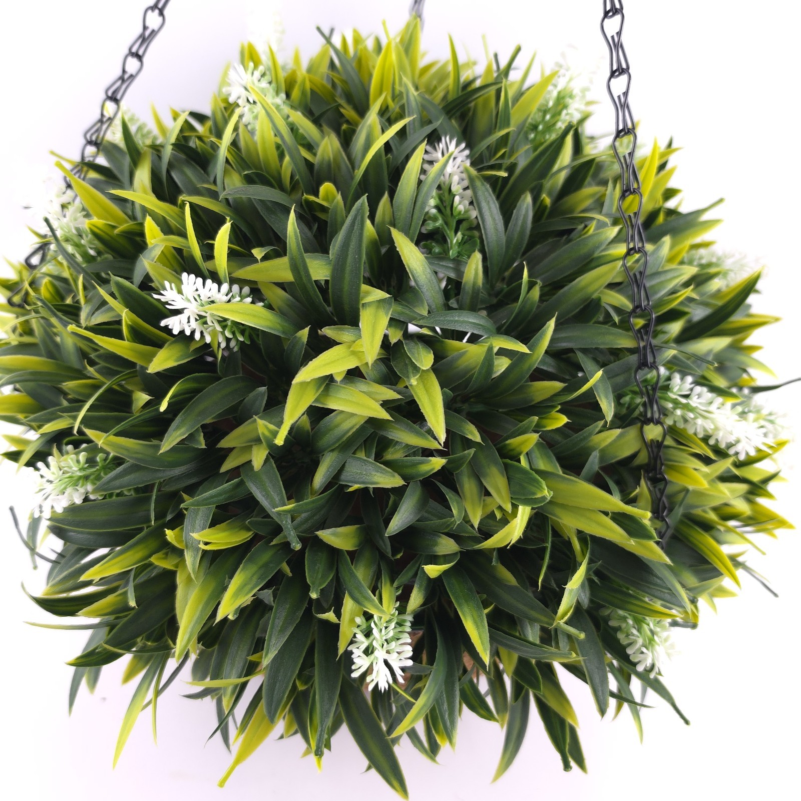 Wicker Park 17″ Faux White Lavender Floral Indoor/Outdoor Spring Hanging Basket