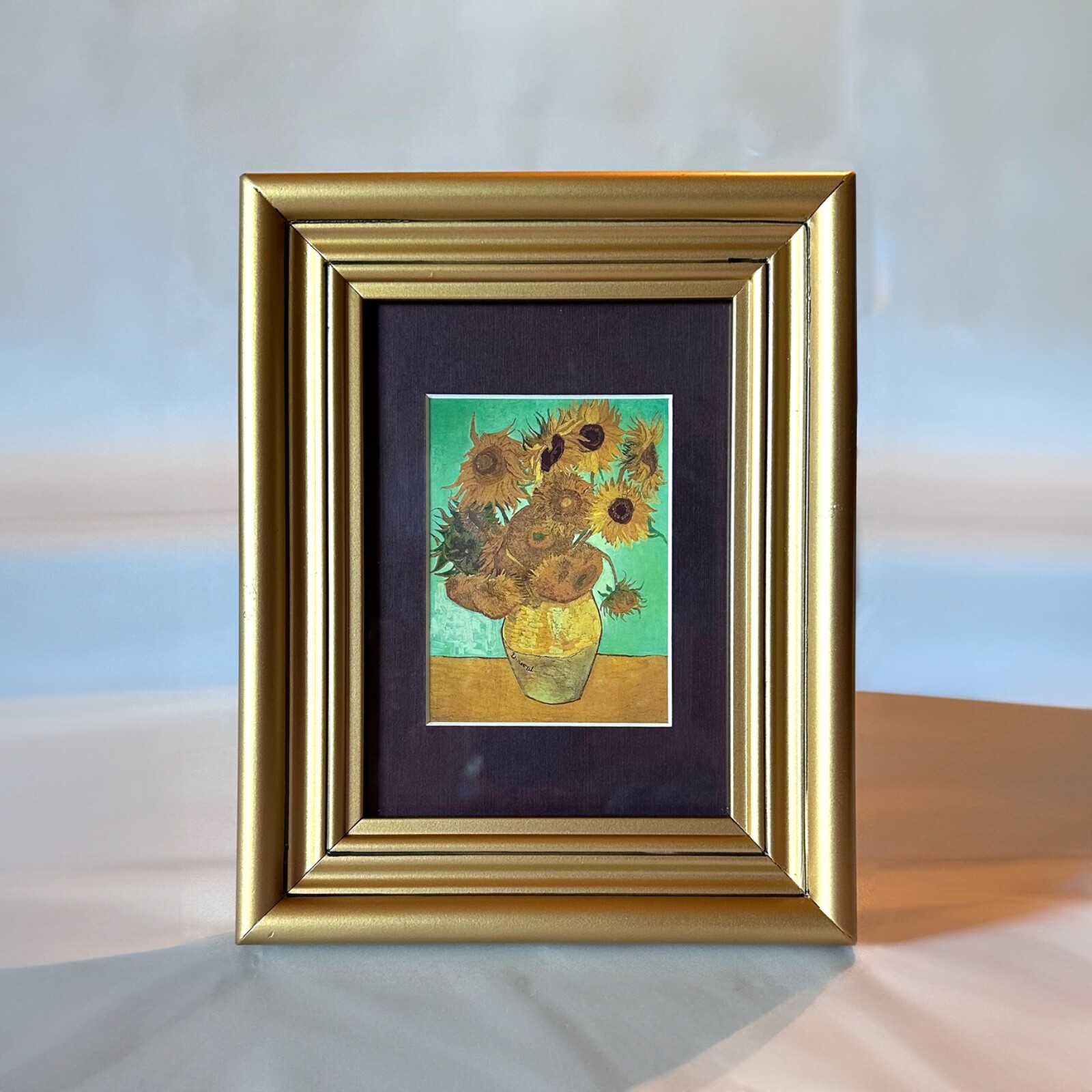VAN GOGH – sunflowers art print – gold colored 8 x 10 frame – home wall art