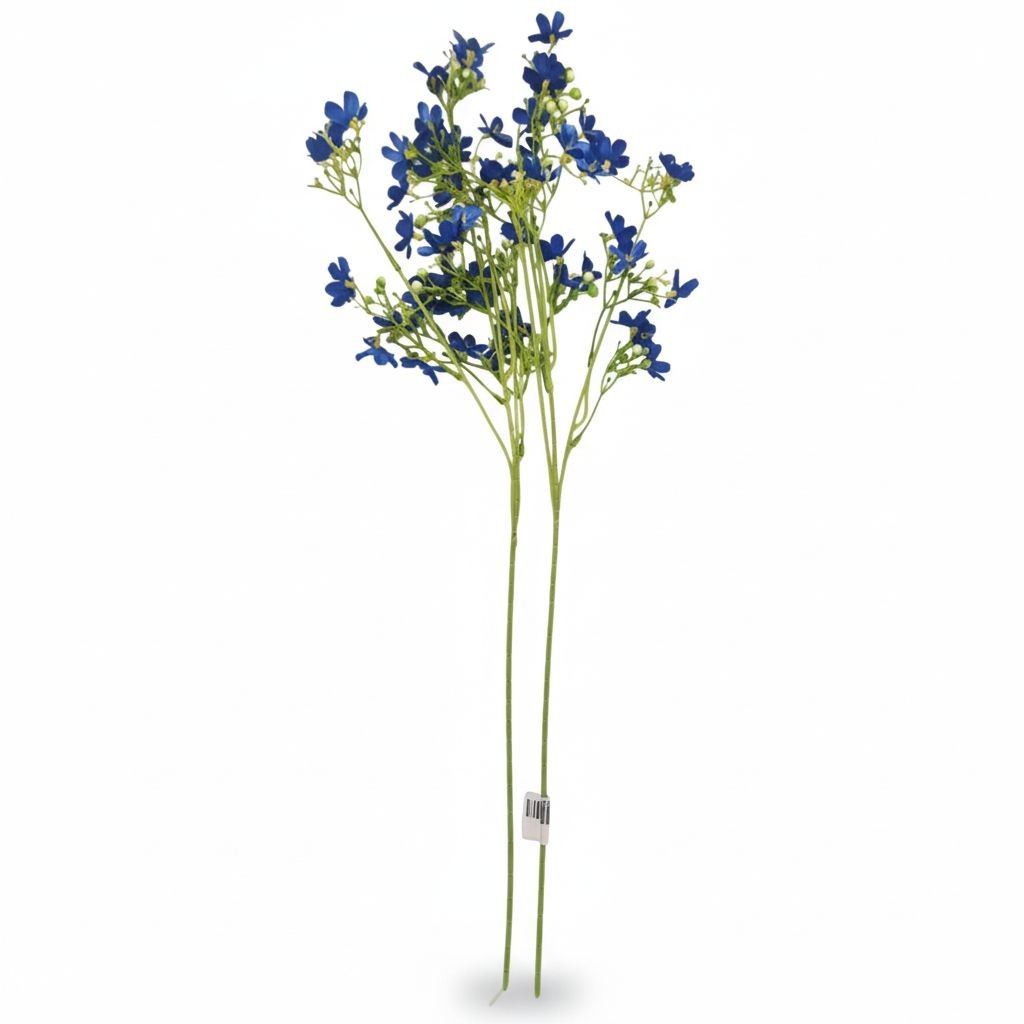 Cobalt Blue Dogwood Stems Faux Wax Flower Blue Floral Bold Decor Vase Filler 24