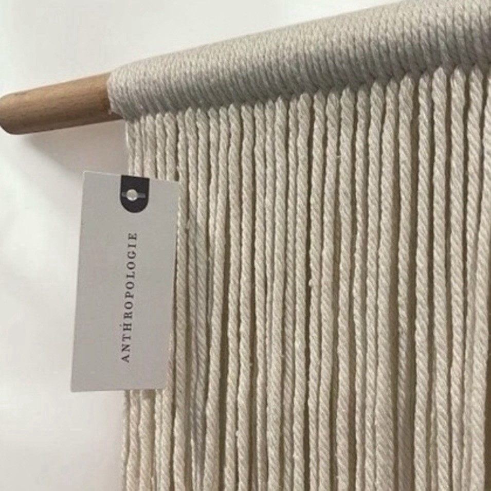 NEW Anthropologie XL Blue Dip Dyed Boho Tapestry Macrame Wall Hanging Art 57×40