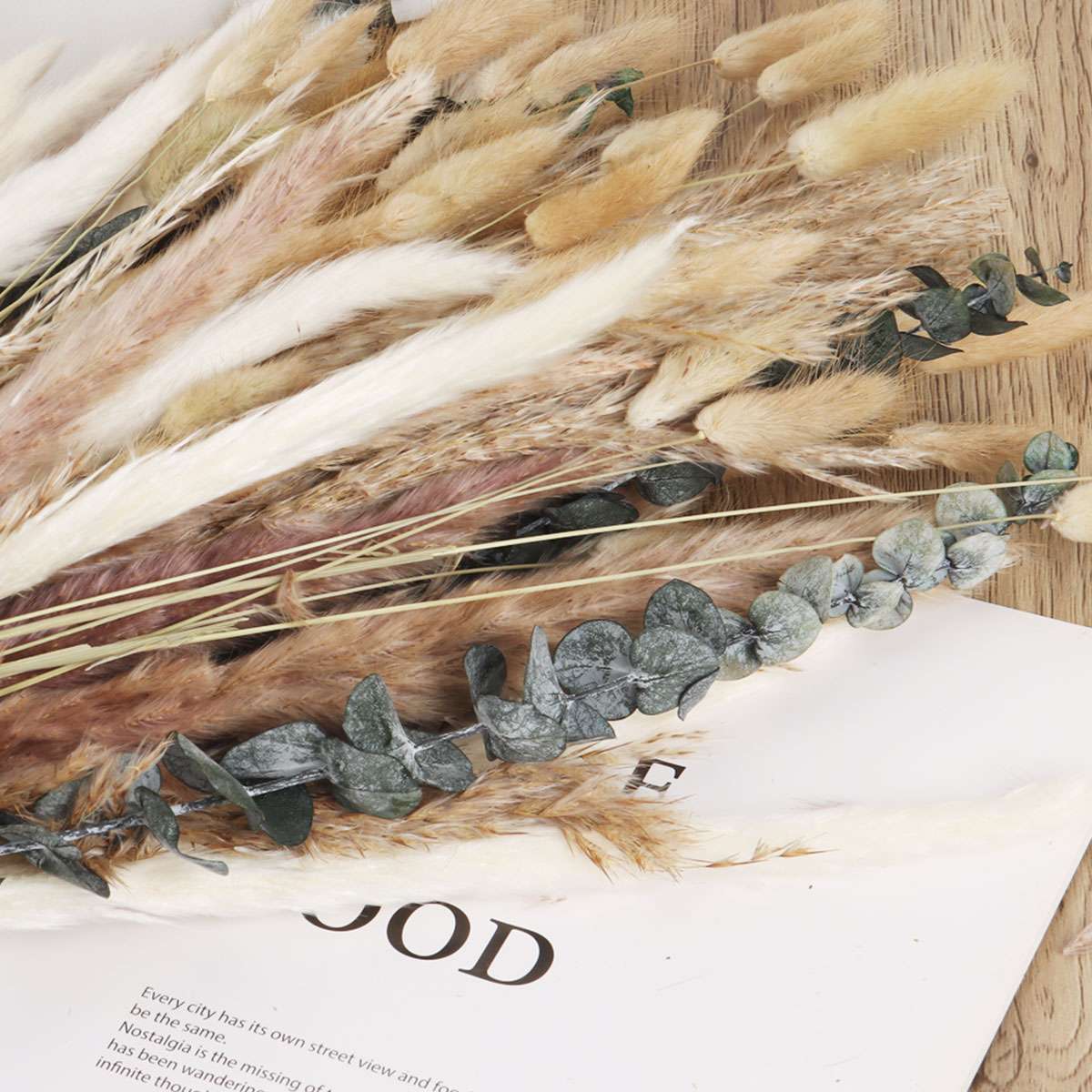 110Pcs Dried Pampas Grass Bouquet Boho Table Decor Bunny Tails Dried Flowers USA