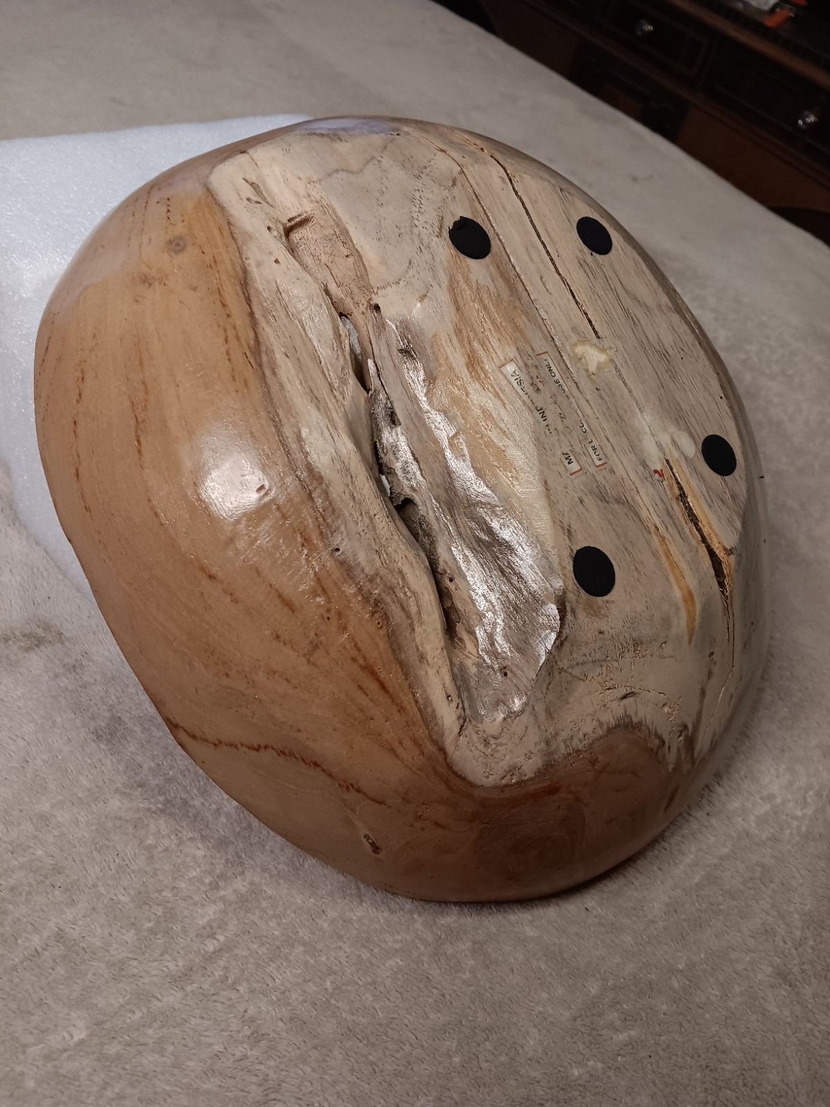 Wooden Rustic Decorative Irregular Shape Bowl with Mother of Pearl Inlay