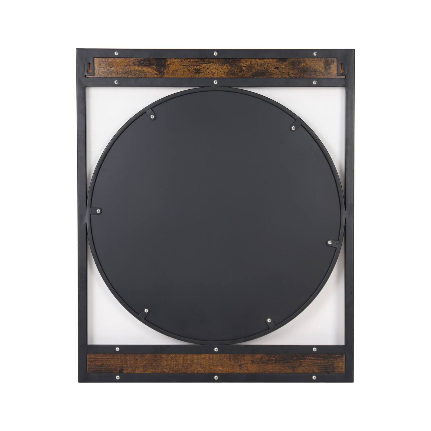 Farmhouse Wood Frame Round Bathroom Mirror 30 in Wall Hanging Accent Mirror