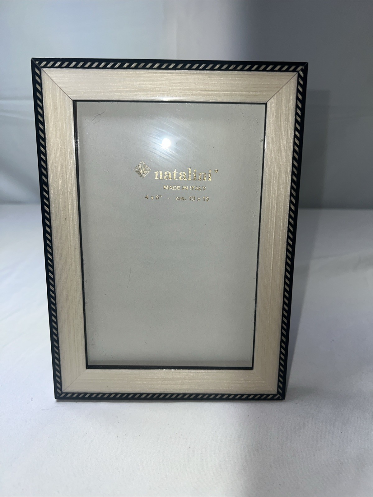 Natalini PICTURE FRAME IVORY BLACK 4×6 Photo ITALY Wood Marquetry NWOT