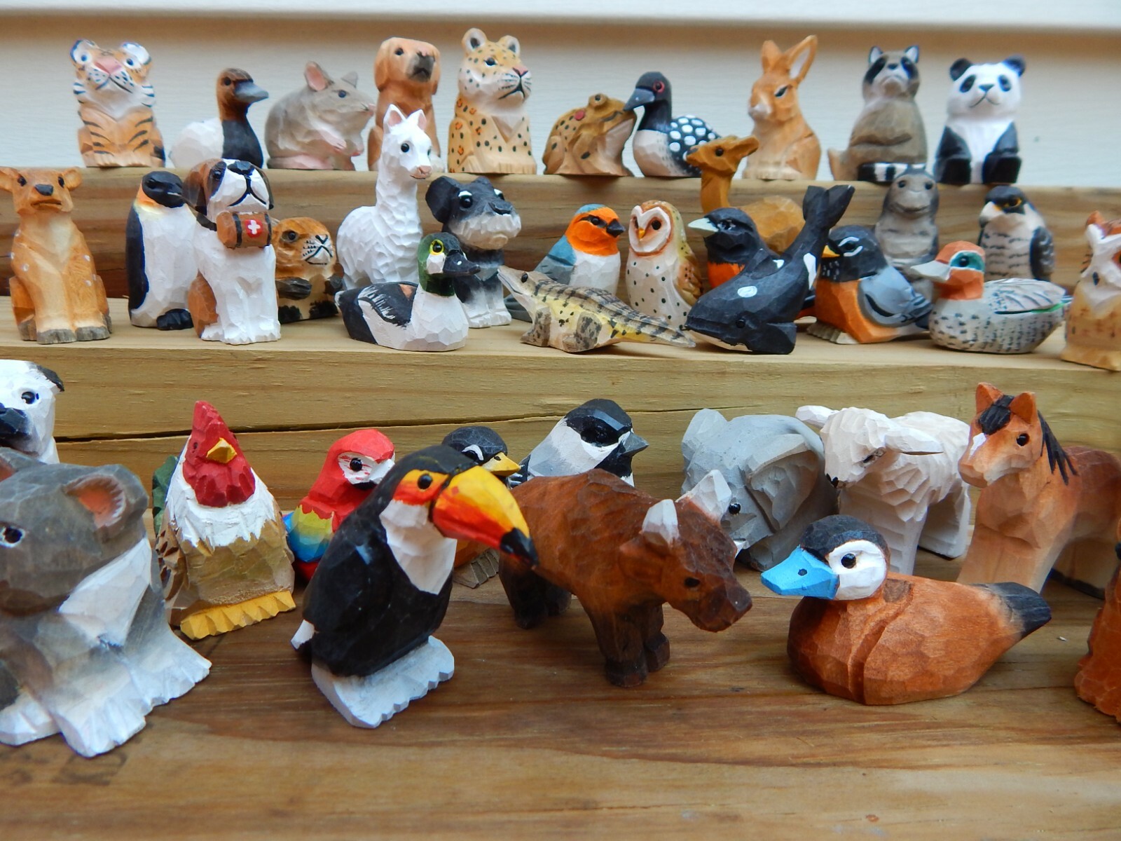 Cow Wood Handmade Figurine Statue Small Art Sculpture Decor Mini Farm Country
