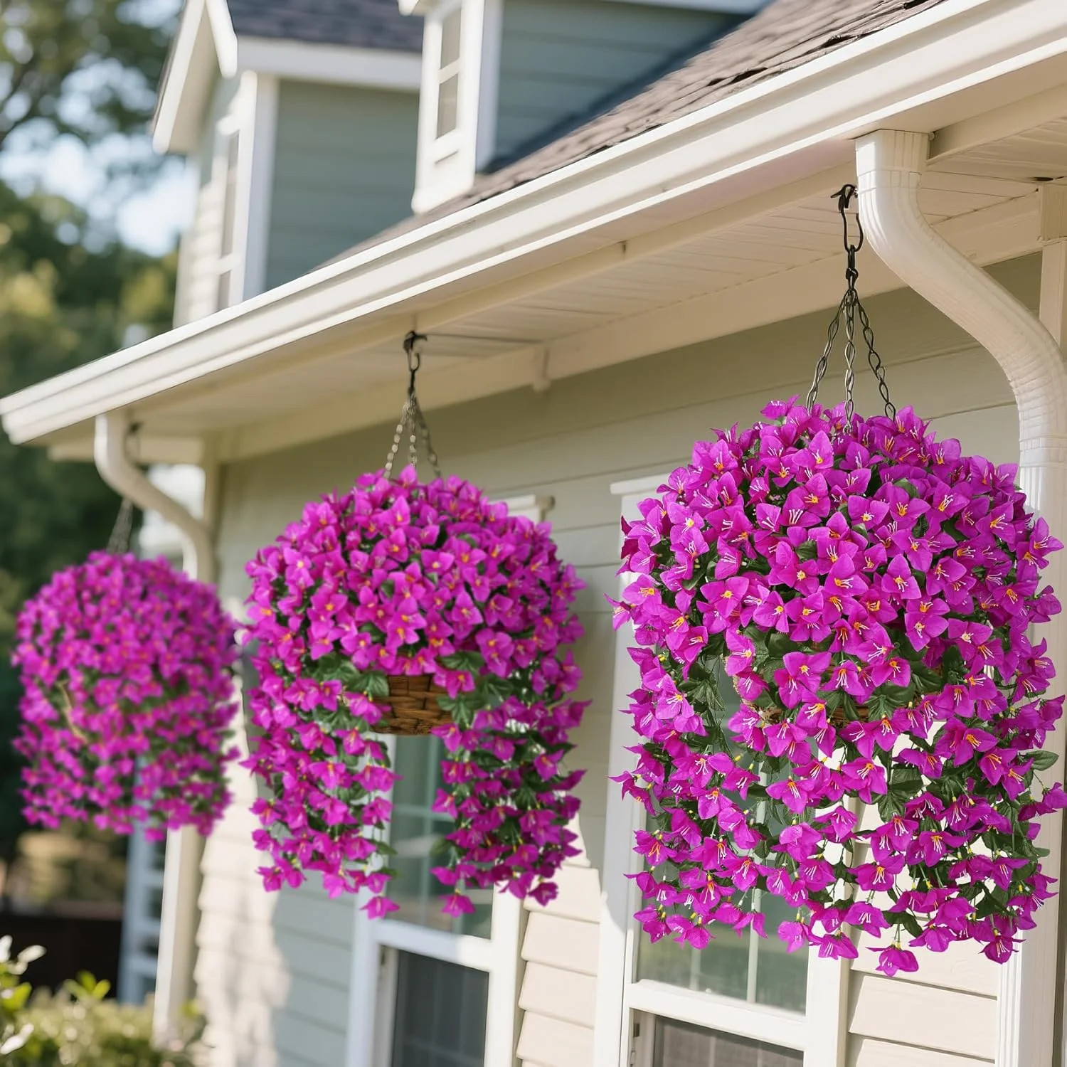 Artificial Bougainvillea Flowers Plants for Outdoors Decoration, 2 Pcs Faux Silk