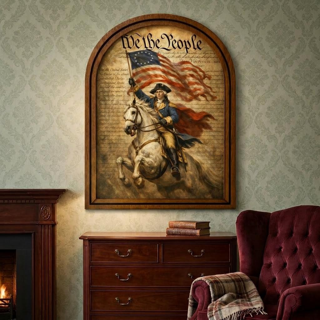 We The People Patriotic Wooden Plaque – Revolutionary War Wall Art | America 250