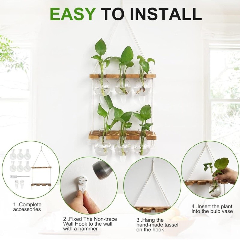 Propagation Station Wall Planter Glass Vases Hanging Planter Home Decor Gifts US