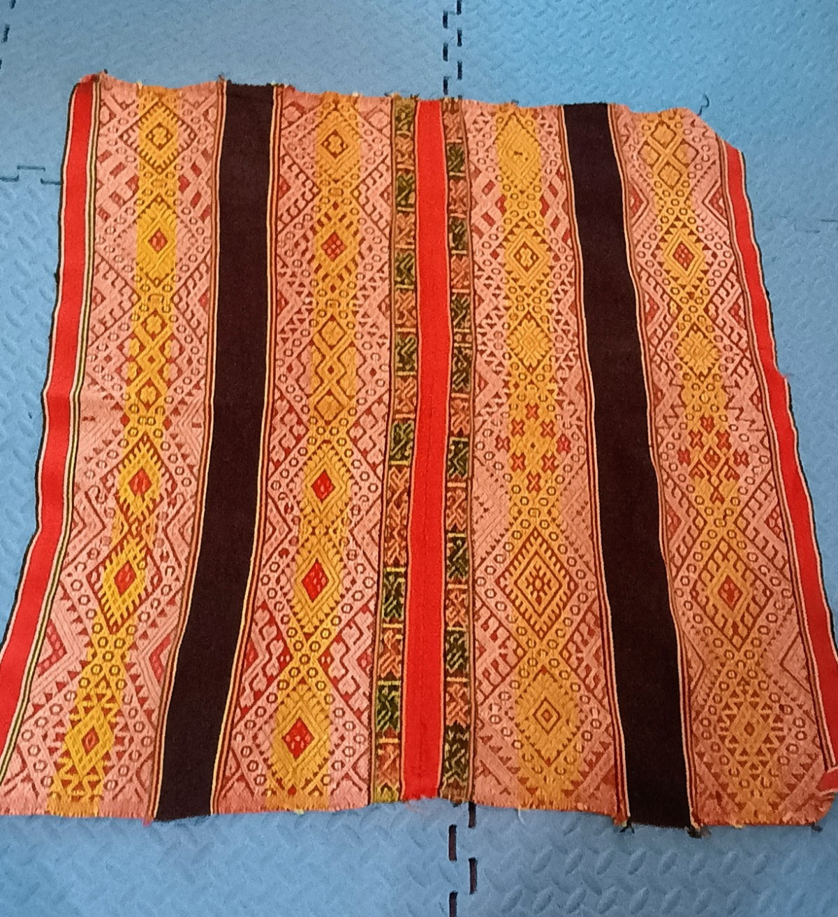 Andean Blanket Woven Sheep Wool Geometric Figures