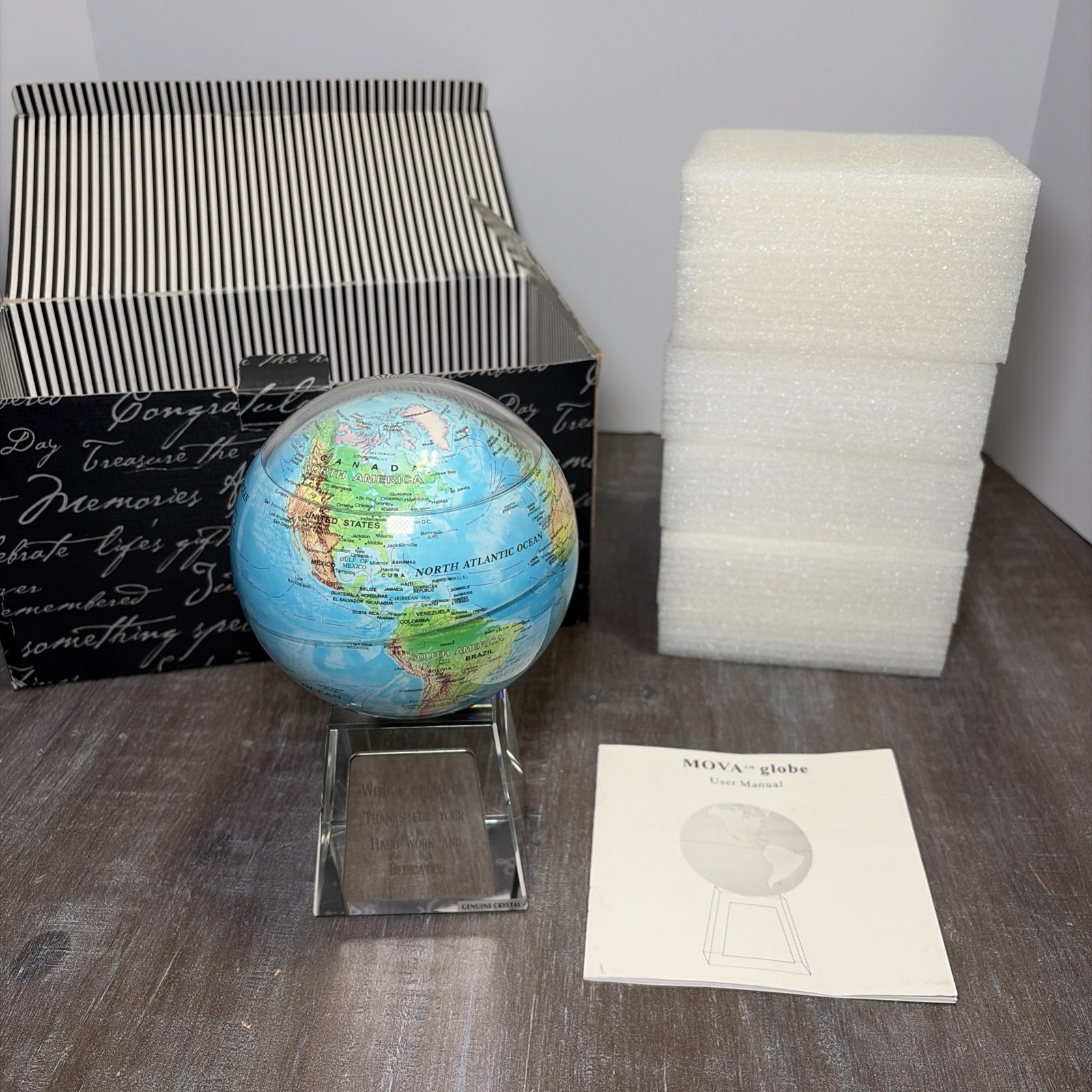 MOVA GLOBE RELIEF BLUE GLOBE 4.5″ W/ MED. CRYSTAL BASE AS-IS PARTS ONLY READ