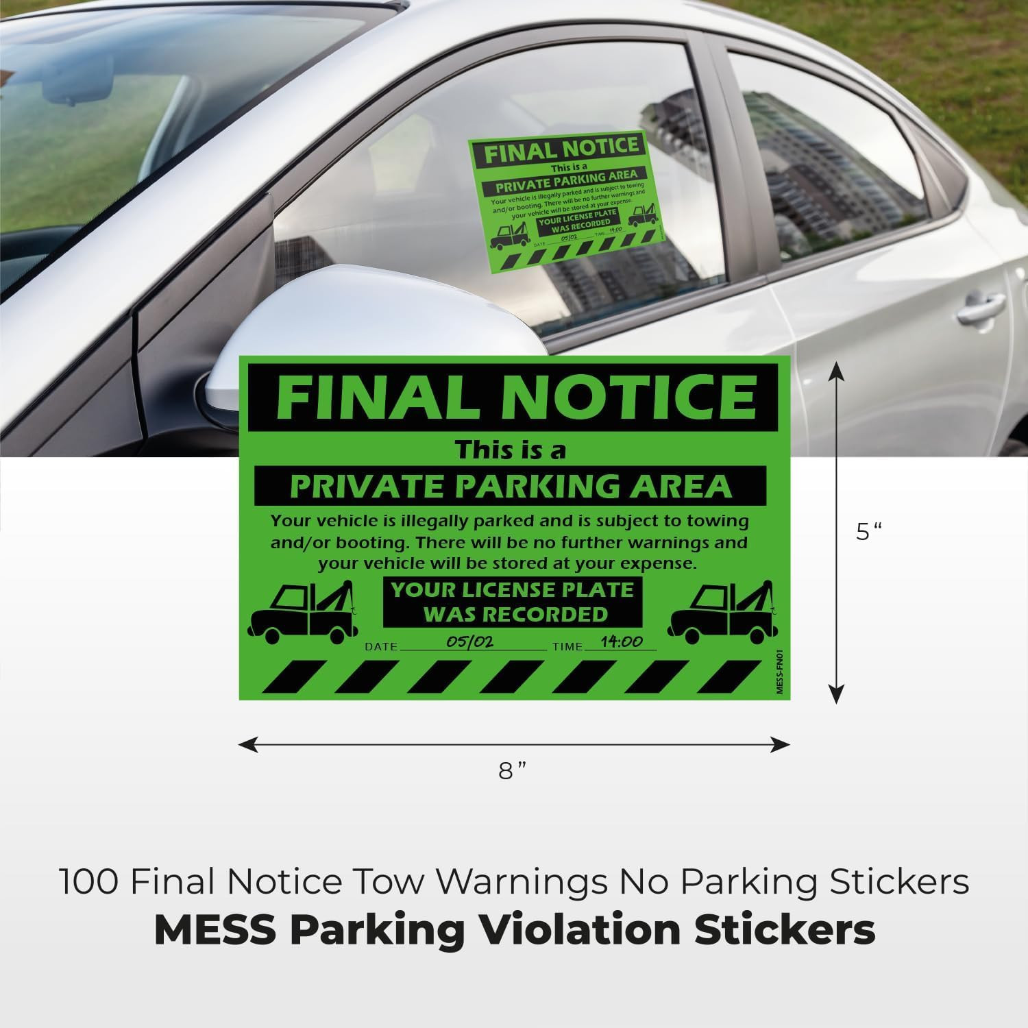 100 Parking Violation Stickers, 8X5 in – Super Sticky Final Notice Warning Labe