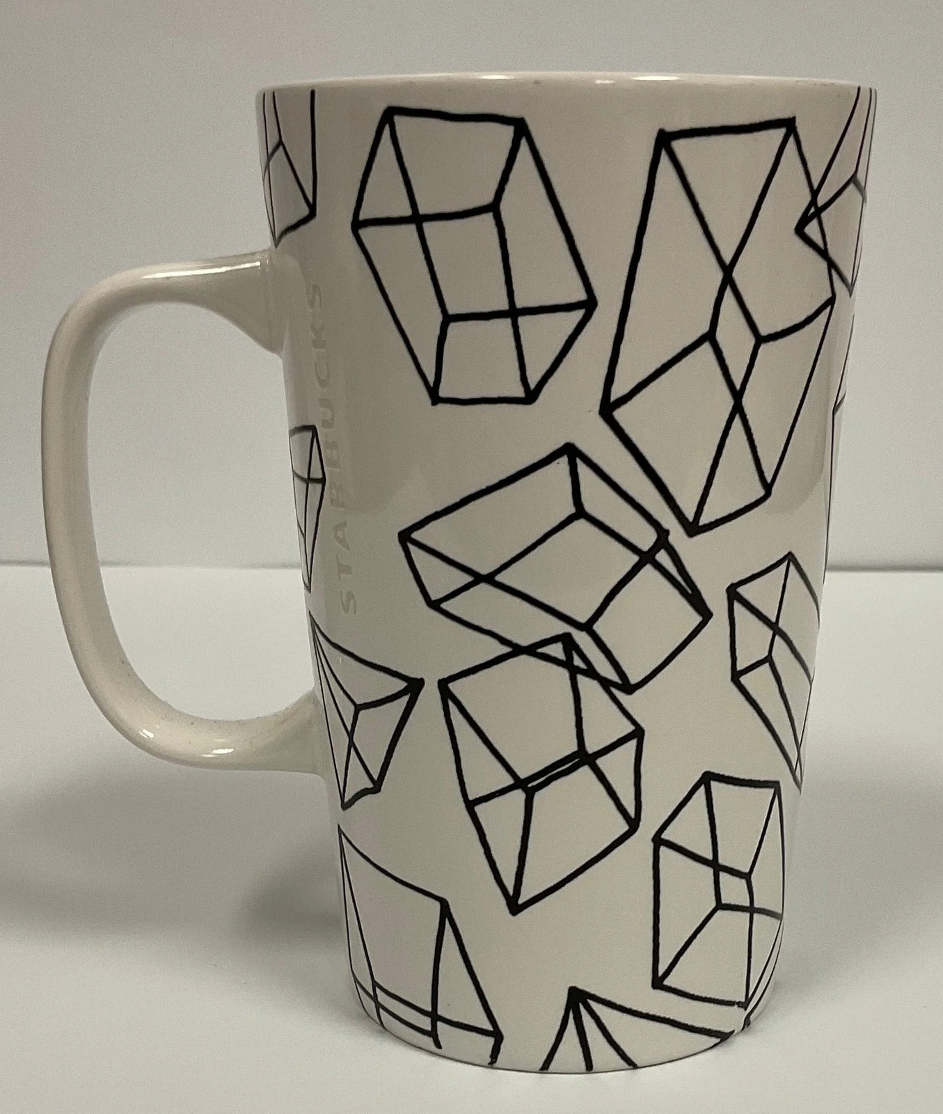 Starbucks Vintage 2014 Green Dot Collection Ceramic Coffee Mug Geometric Cubes