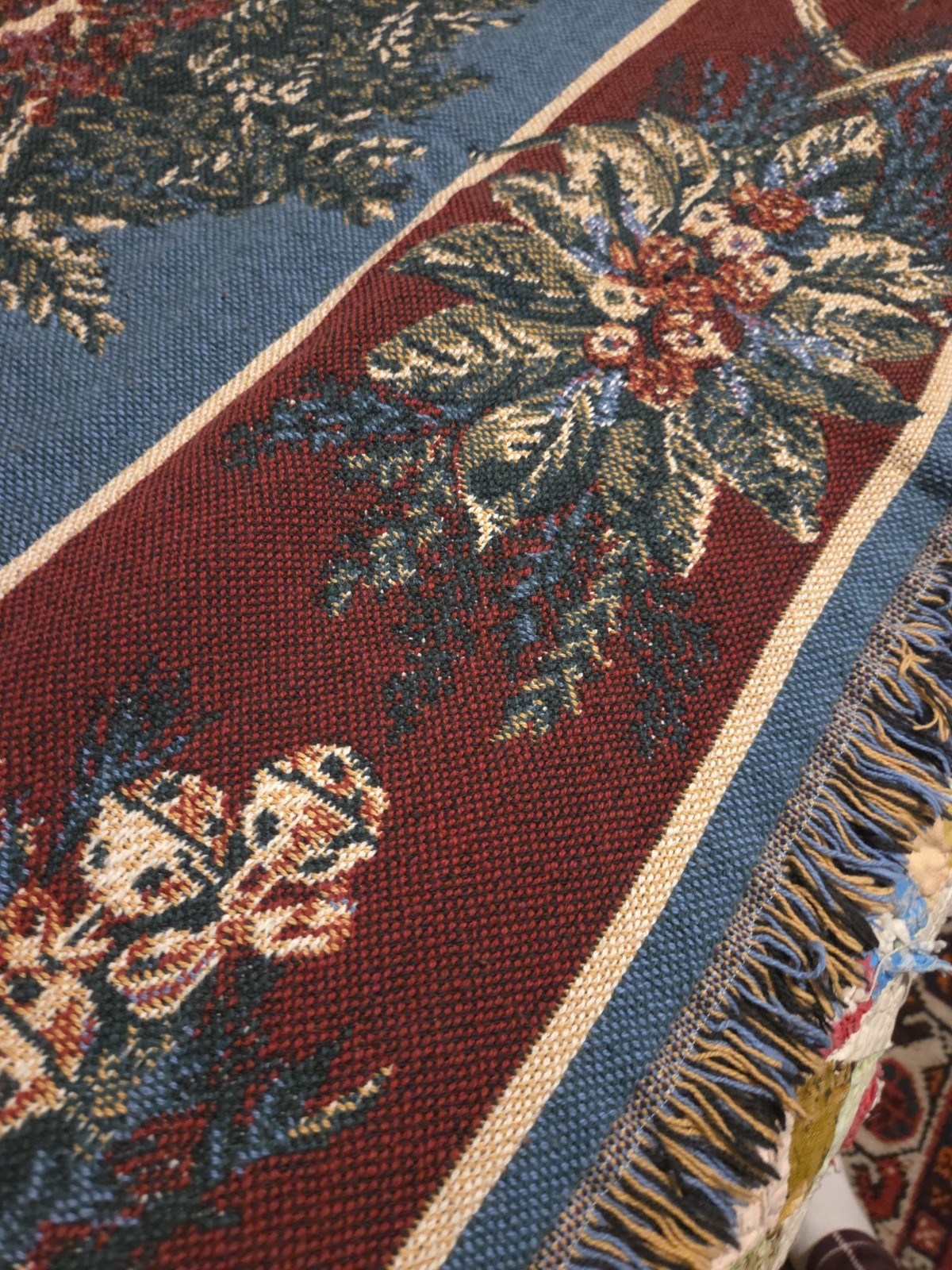 Williamsburg Goodwin Weavers Seasonal Blanket 100% Cotton Reversible 46×64″