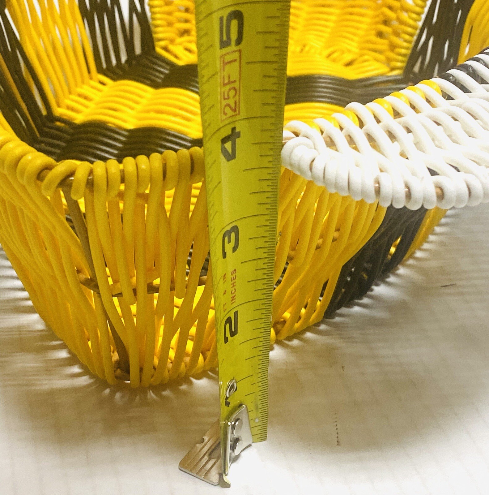 Bee Wicker Basket Ciroa NEW Plastic Resin 13×11.5” Bumble Yellow Black