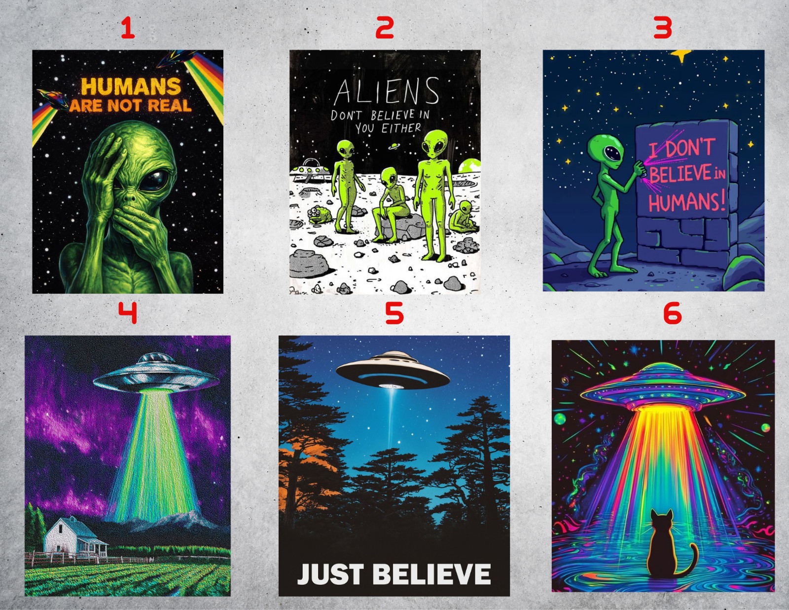 Alien UFO Wall Collage Posters