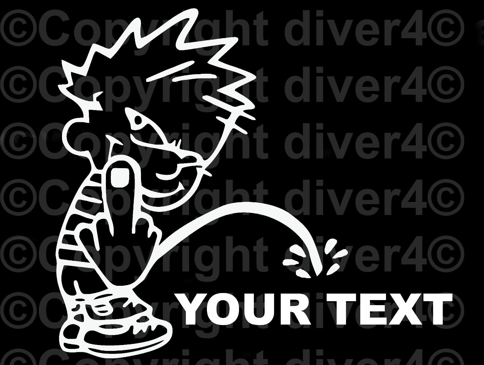 Calvin Flipping The Finger & Peeing on Your Custom Text Sticker Decal US Seller