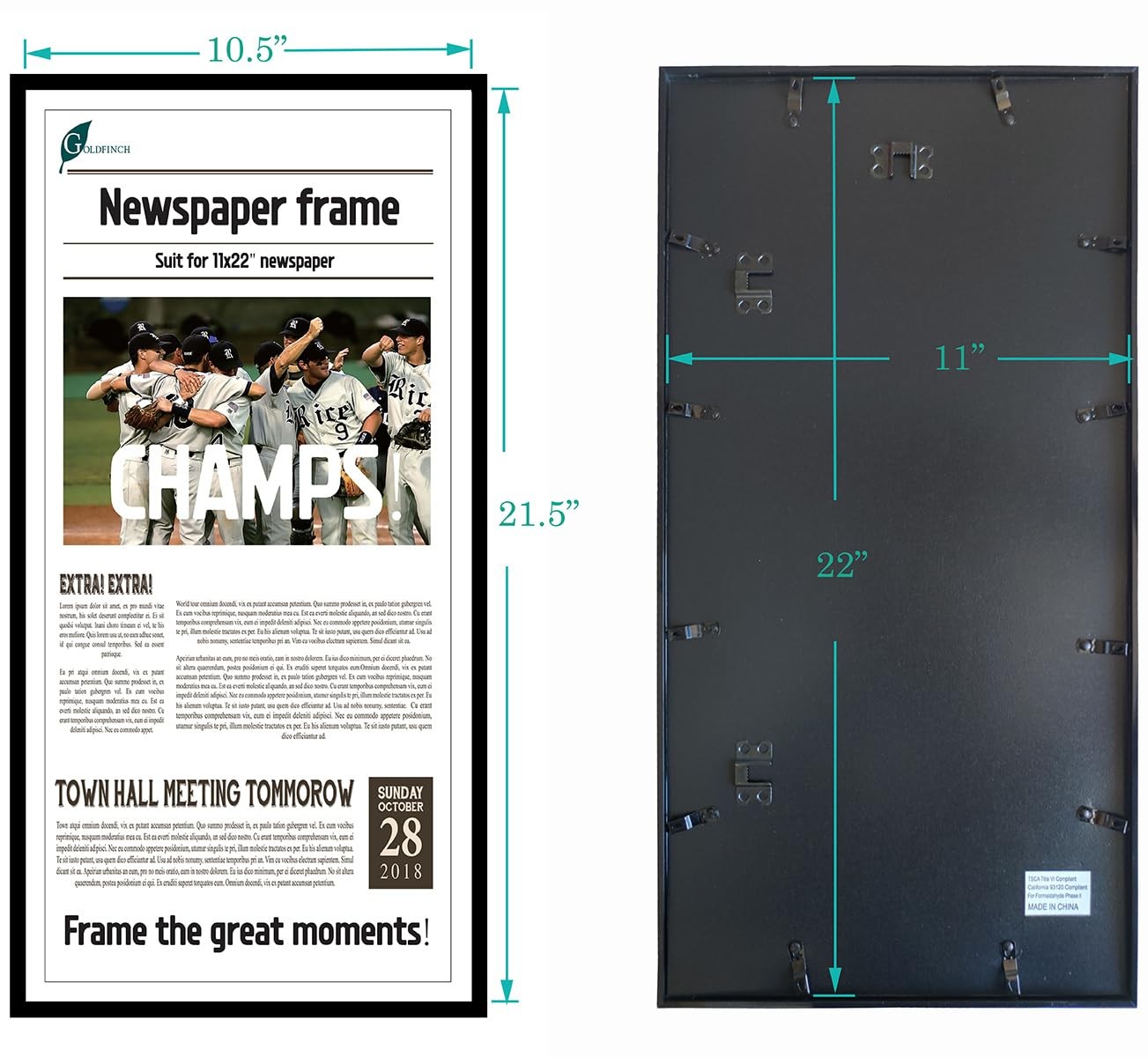 4 Packs, 11×22 Newspaper Frame to Hold Assorted Media, Article Cover Frame wi.