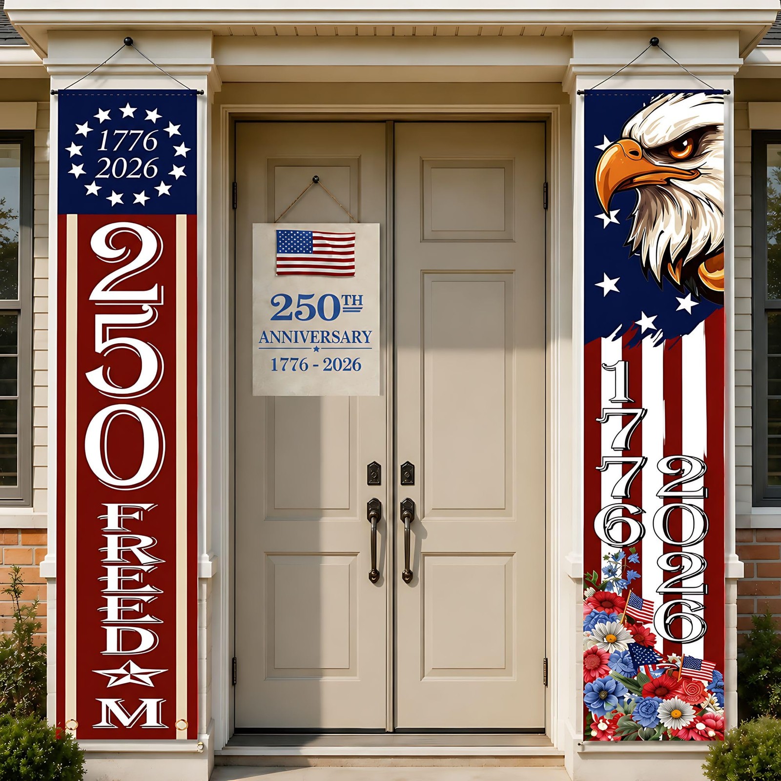 250th Anniversary Decorations Patriotic America Porch Banner for Memorial Da…
