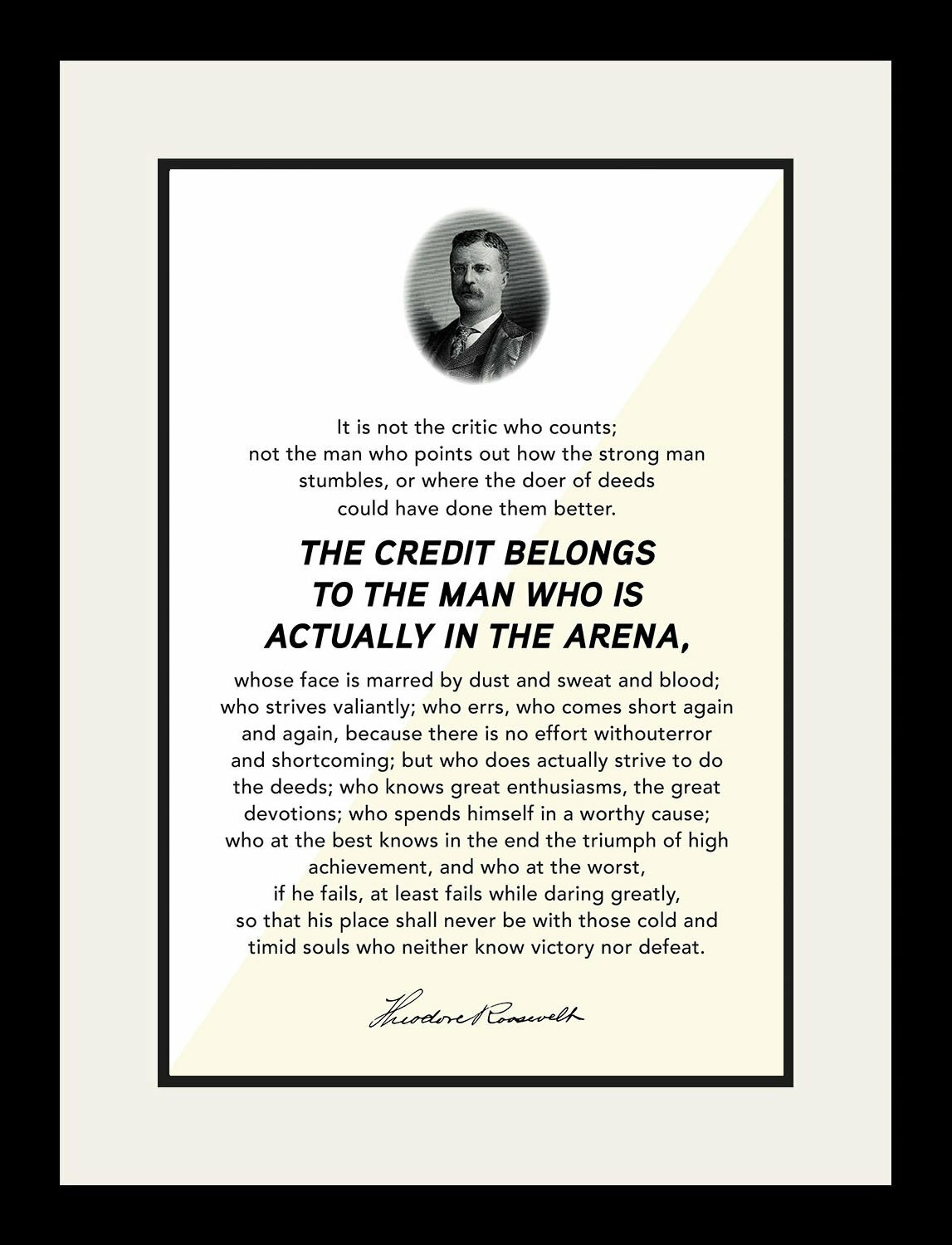 “The Man in the Arena” Motivational Poster Print Picture or Framed Wall Art