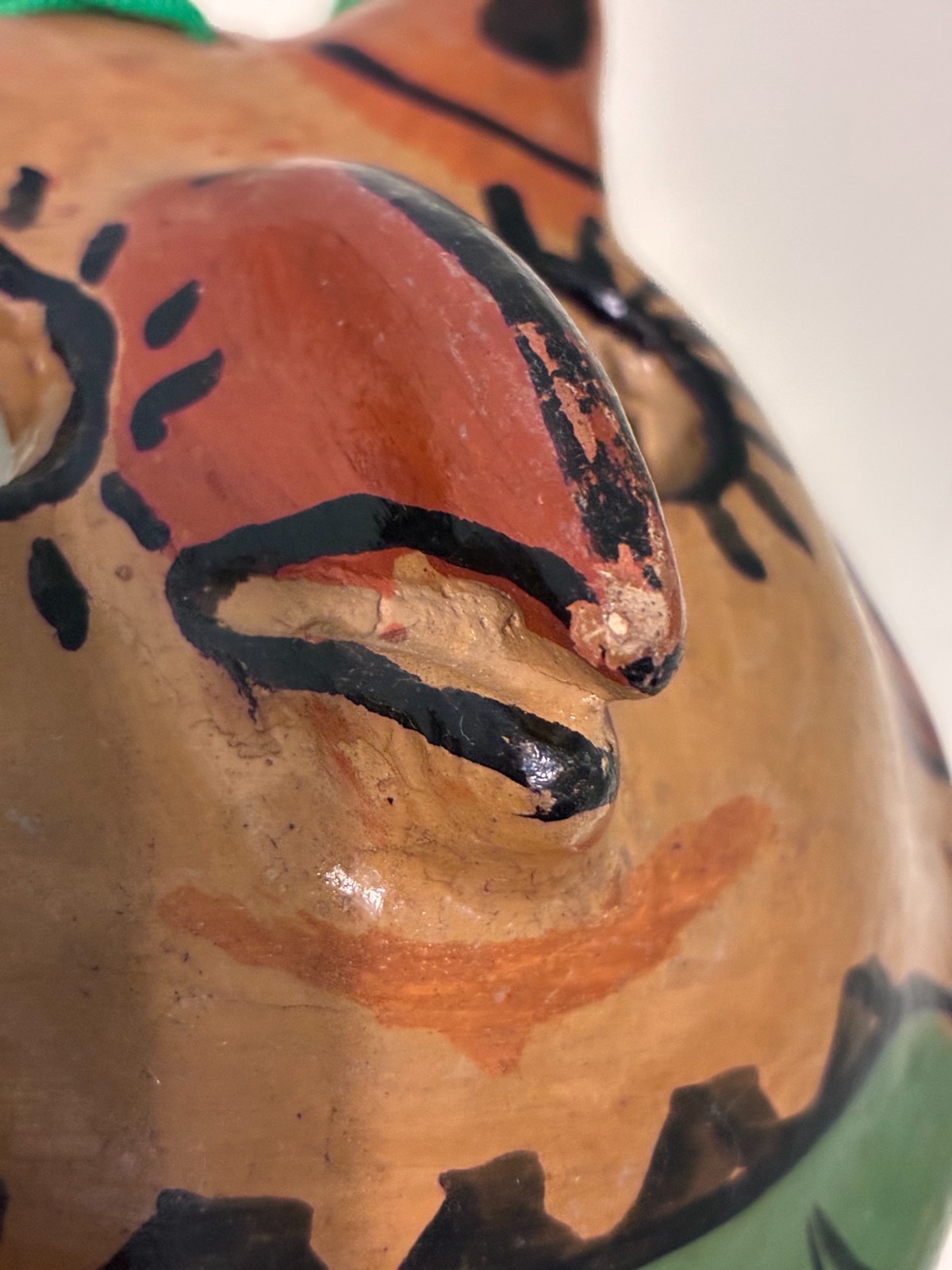 Vintage Nicaragua Hand Painted Folk Art/Animal/ Clay Pottery Mask Wall Hanging