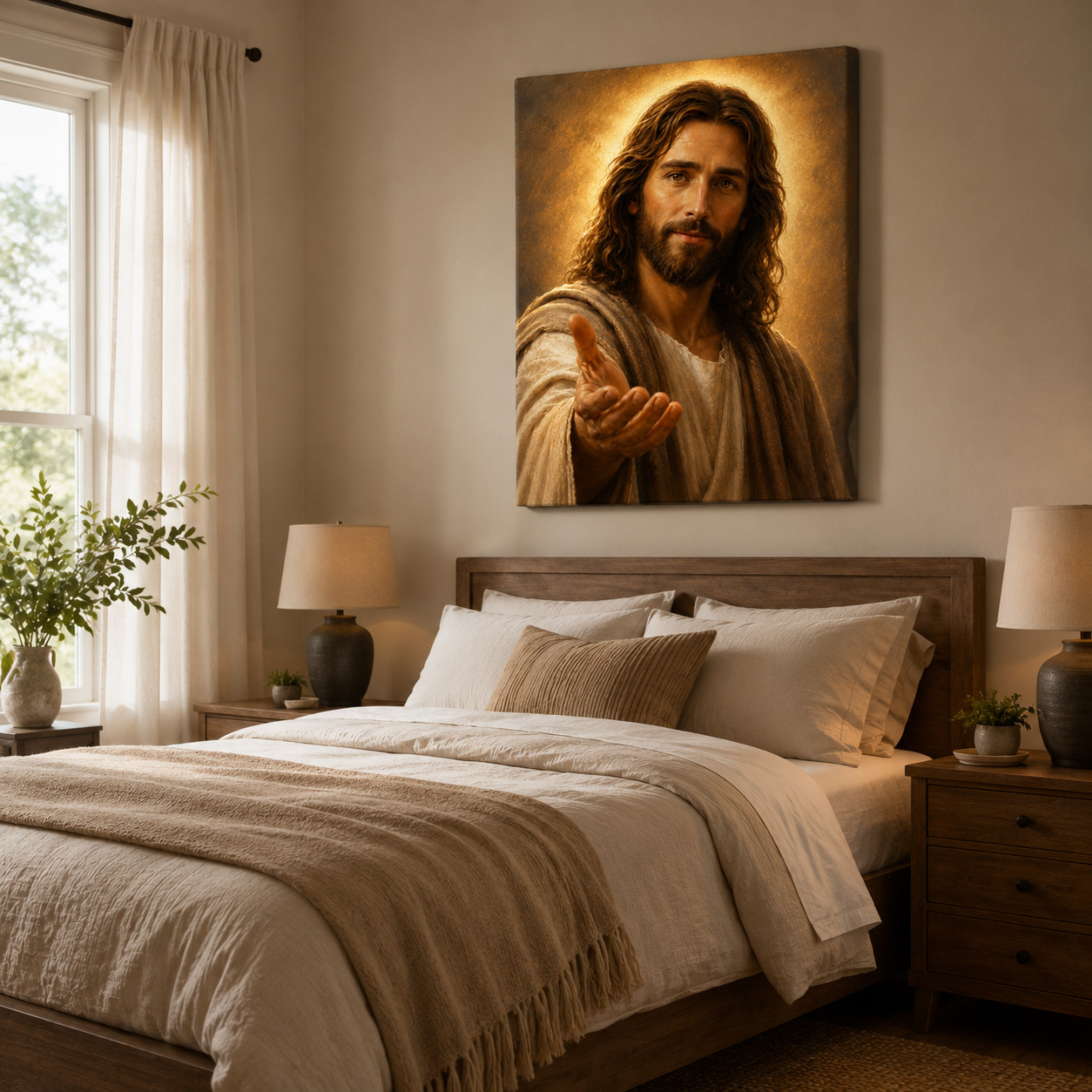 Jesus Portrait Canvas Wall Art Christian Religious livingroomDecor framed 8*12in