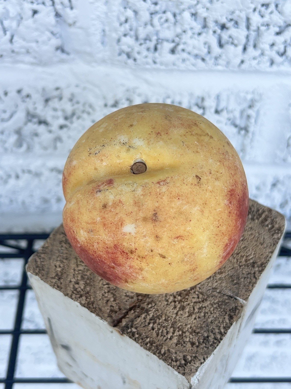 X1 Vintage Italian Alabaster Stone Fruit Peach Patina Marble Realistic 20oz