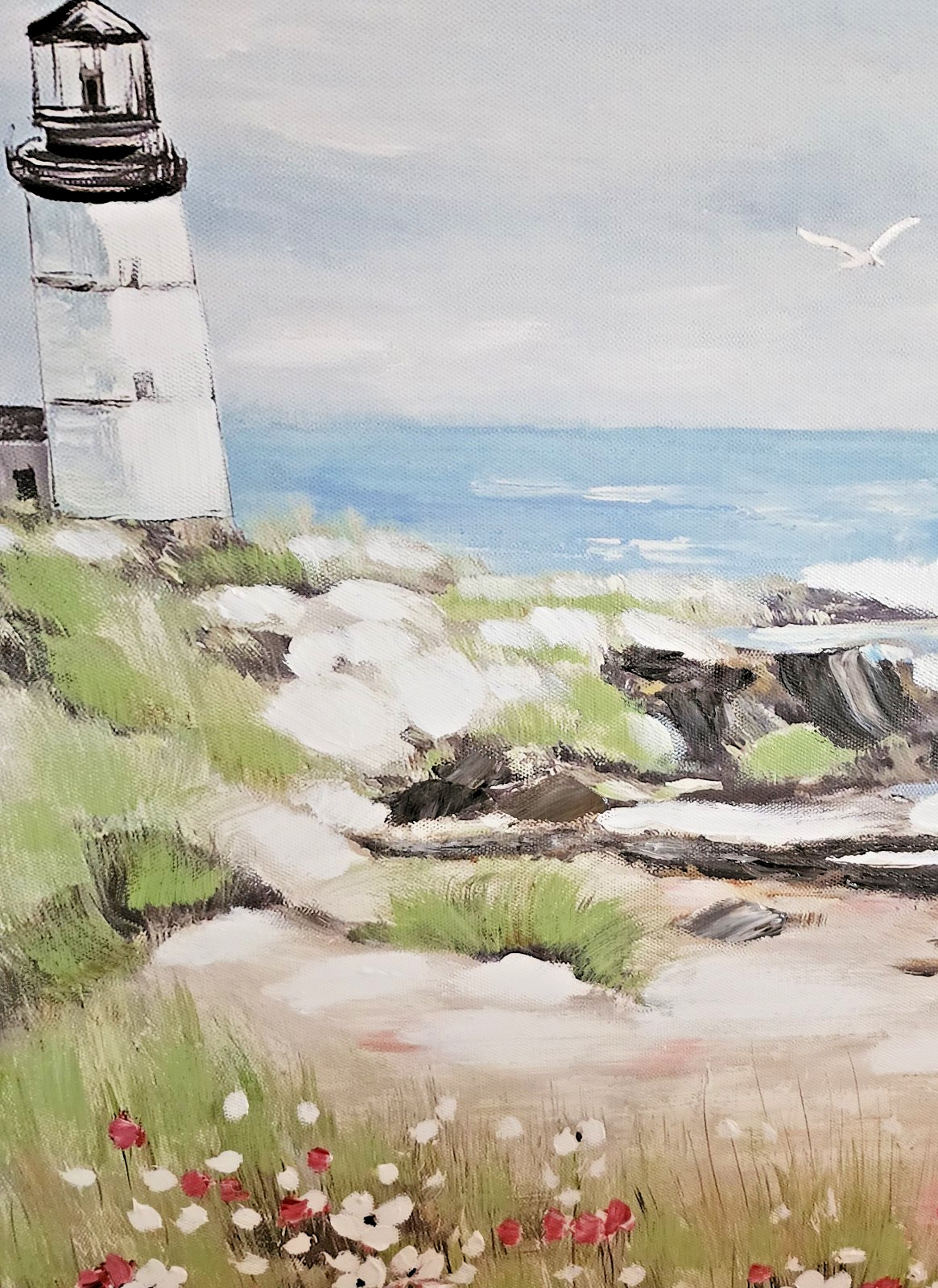16 x 20 Picture in Black Floating Frame of Costal Lighthouse