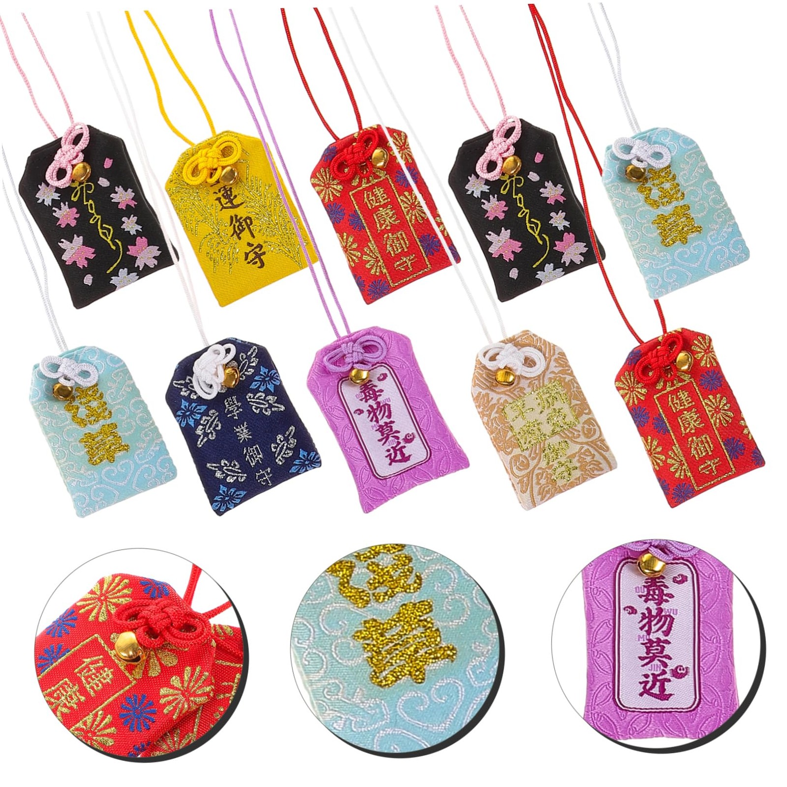 Omamori Amulets Good Luck Blessing Health Fortune Wealth Success 10pcs