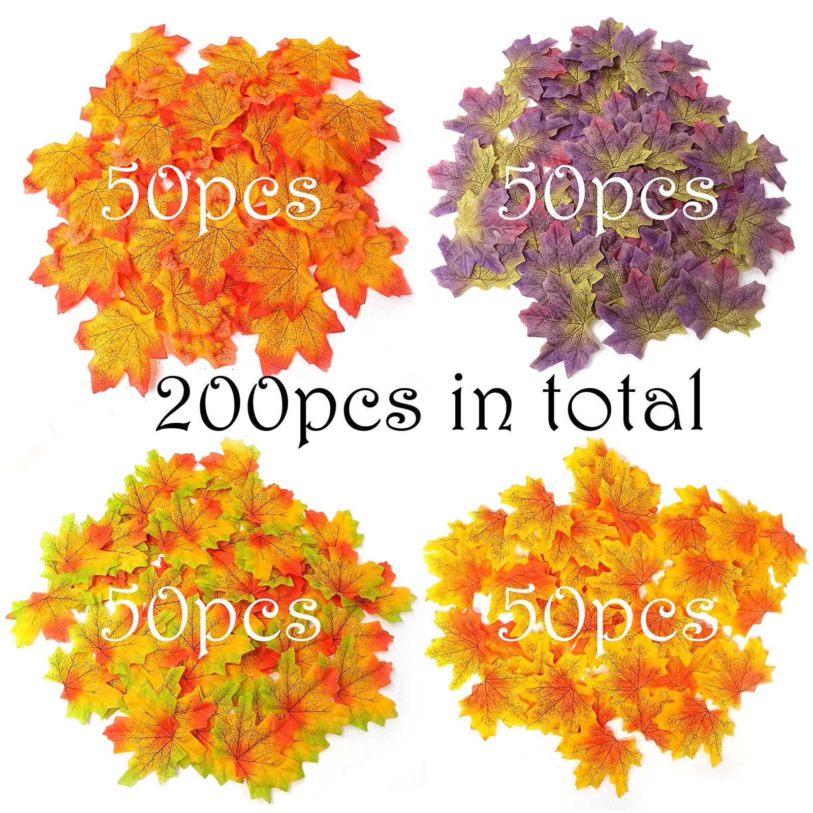 Honbay 200PCS 8cm/3.1inch Assorted Color Artificial Maple Leaves Fall Leaves …