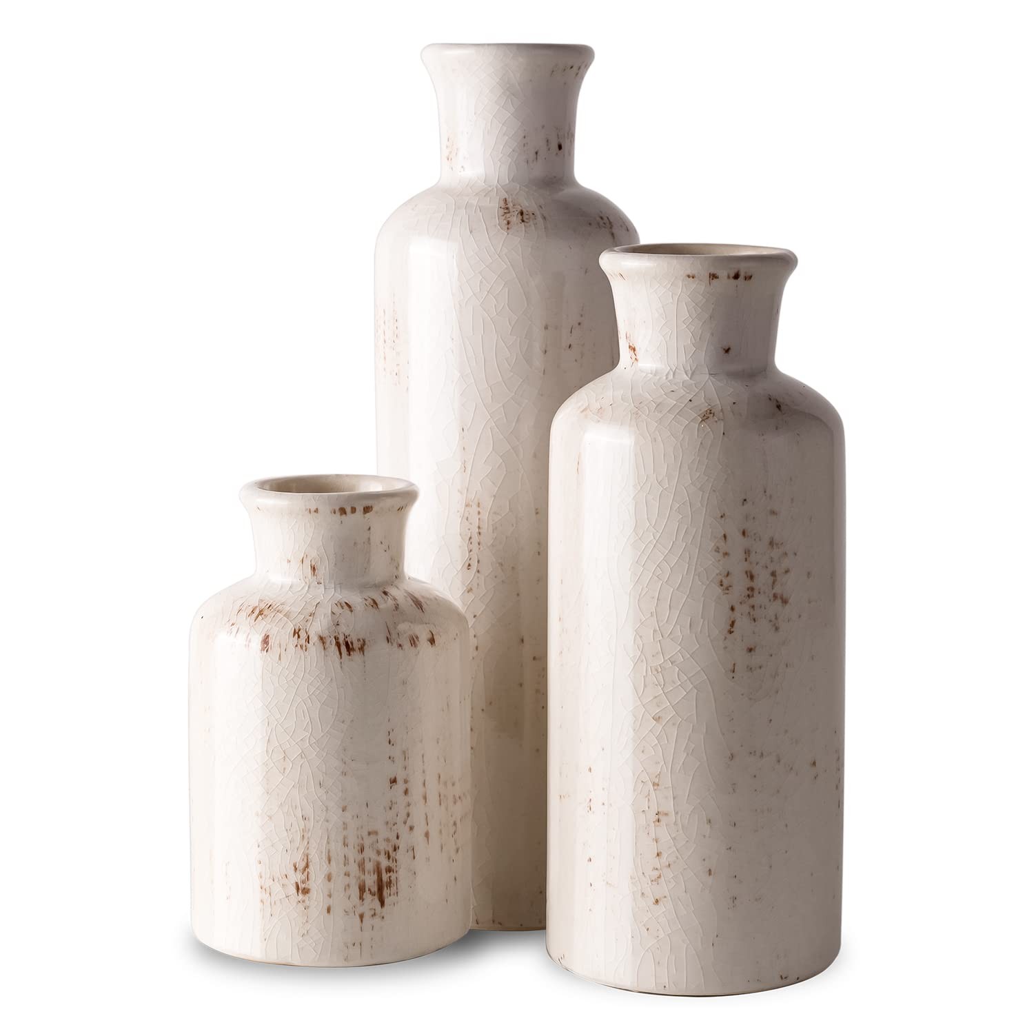 Ceramic Vase Set – 3 Small Vases,Ceramic Vases for Rustic Home Decor, Living …